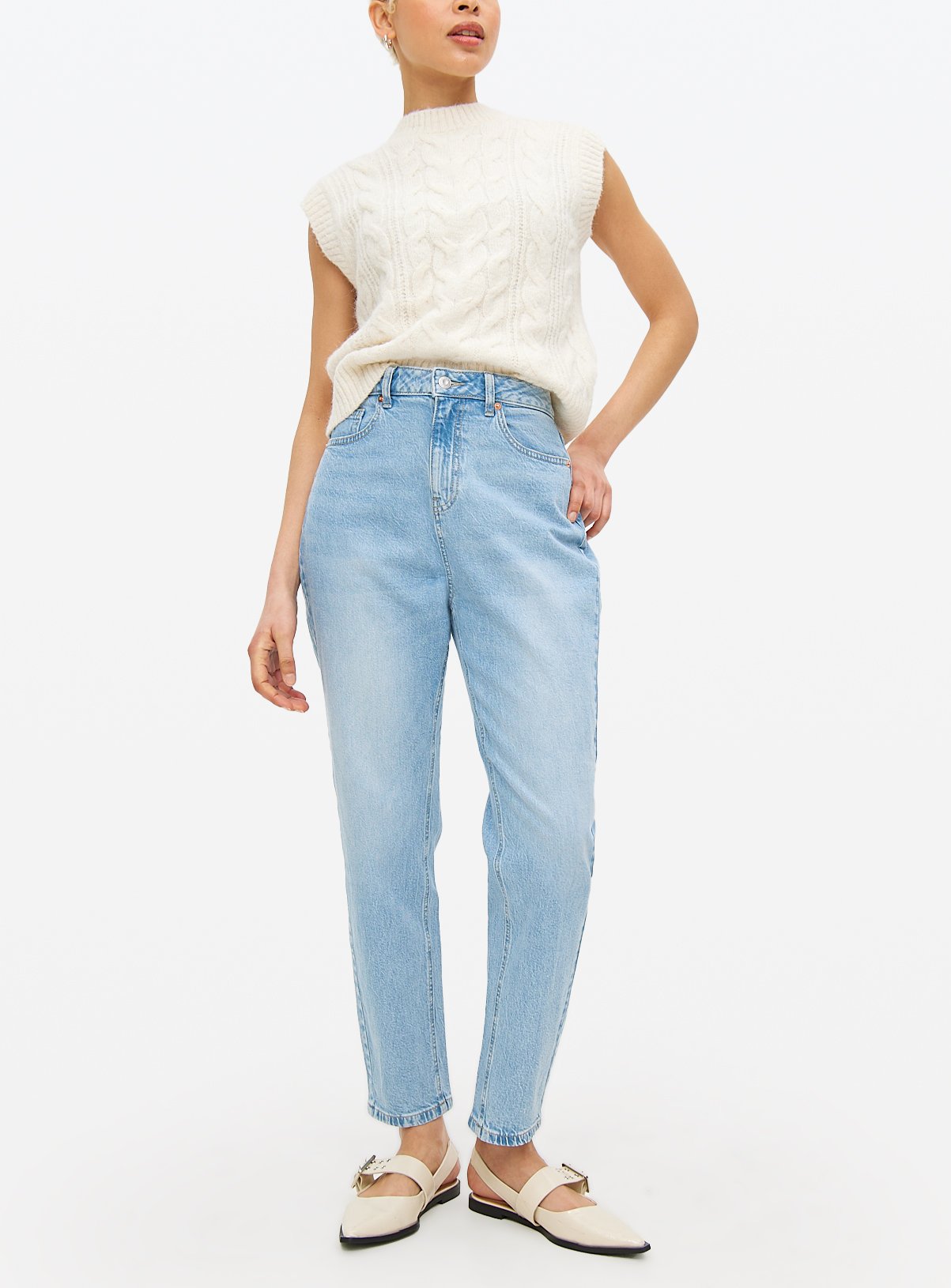 Light Rinse Denim High Rise Mom Jeans 14R
