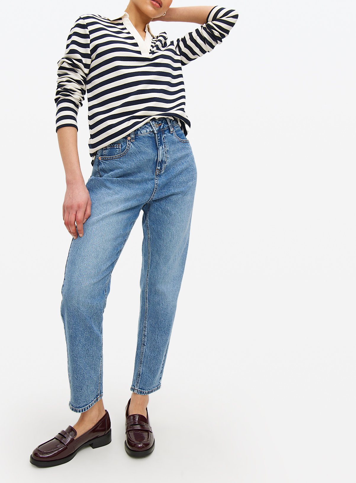Mid Rinse Denim High Rise Mom Jeans 14S