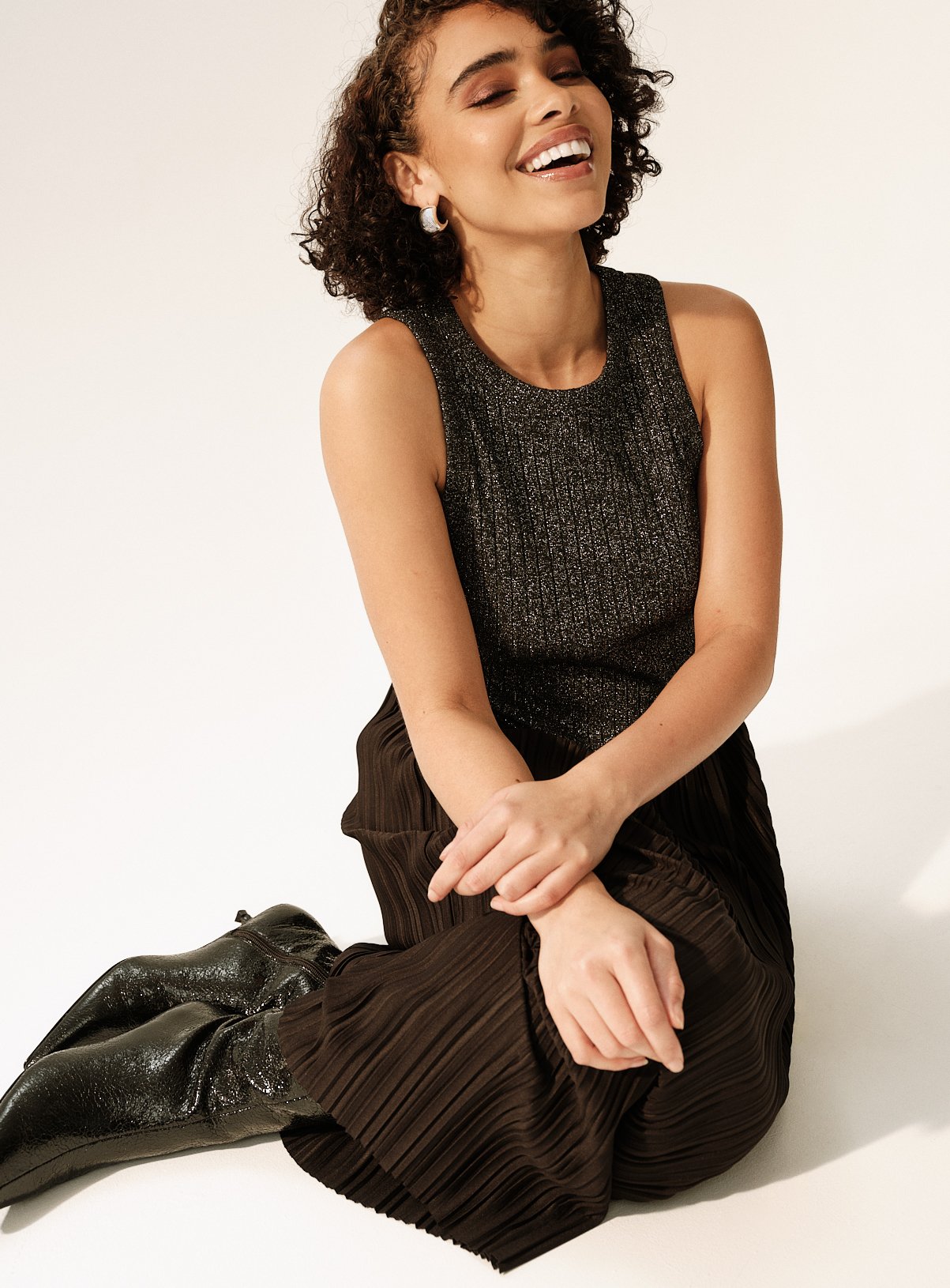 Black Sparkle Layer Midaxi Racer Dress 