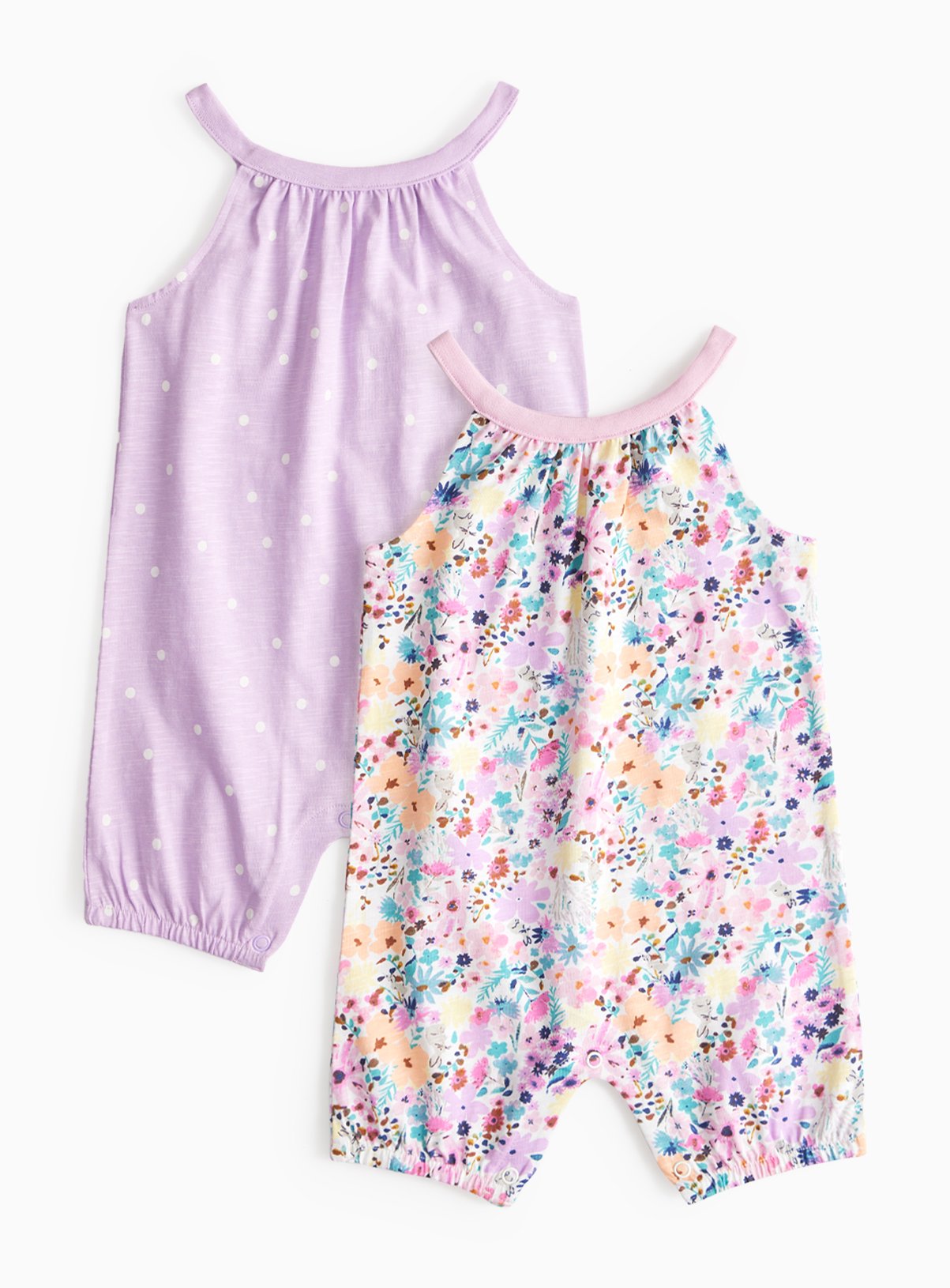 Pink Floral & Spot Print Jersey Romper 2 Pack 