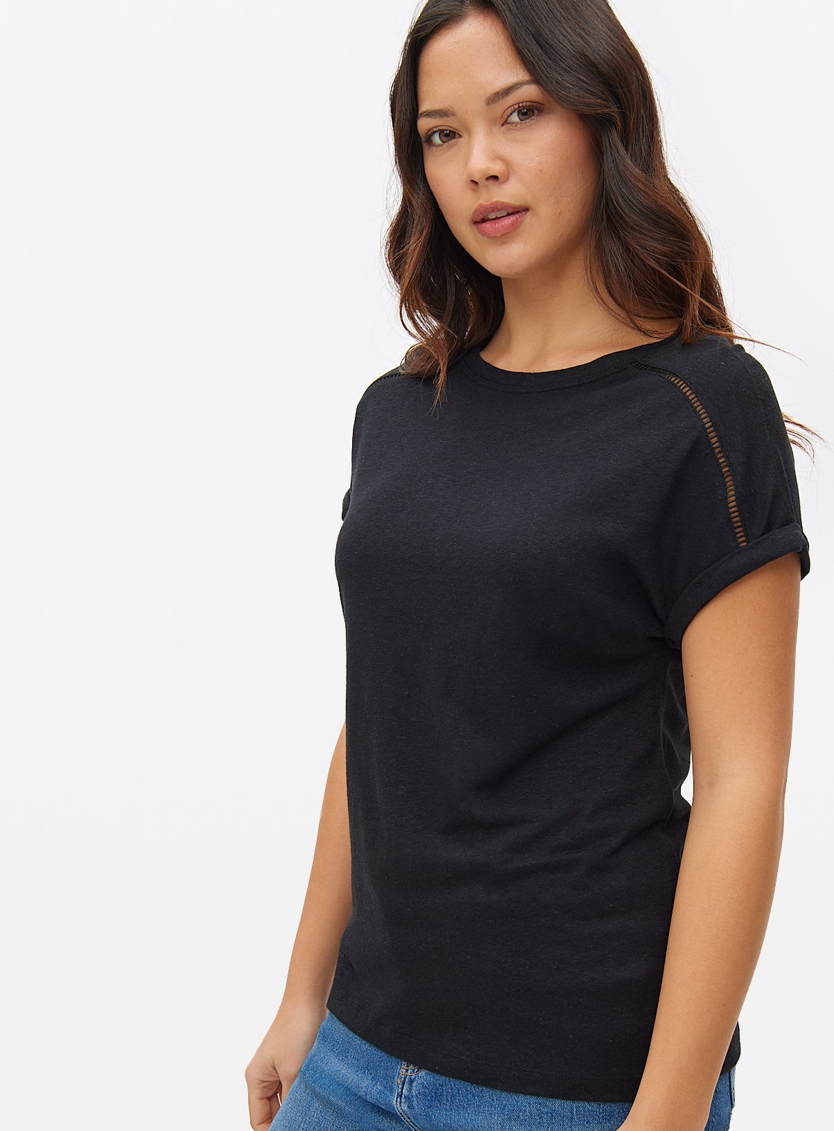 Ladder Stitch Linen Blend T-Shirt 