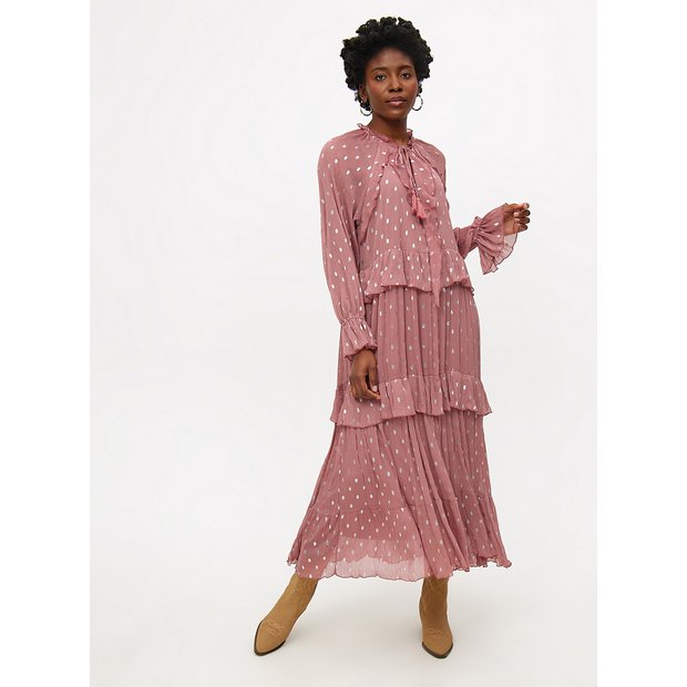 Buy Pink Chiffon Foil Print Midaxi Romantic Dress 10 Dresses Tu