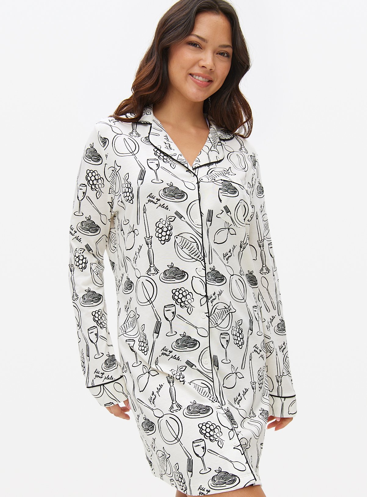 Mono Wine & Dine Printed Nightshirt