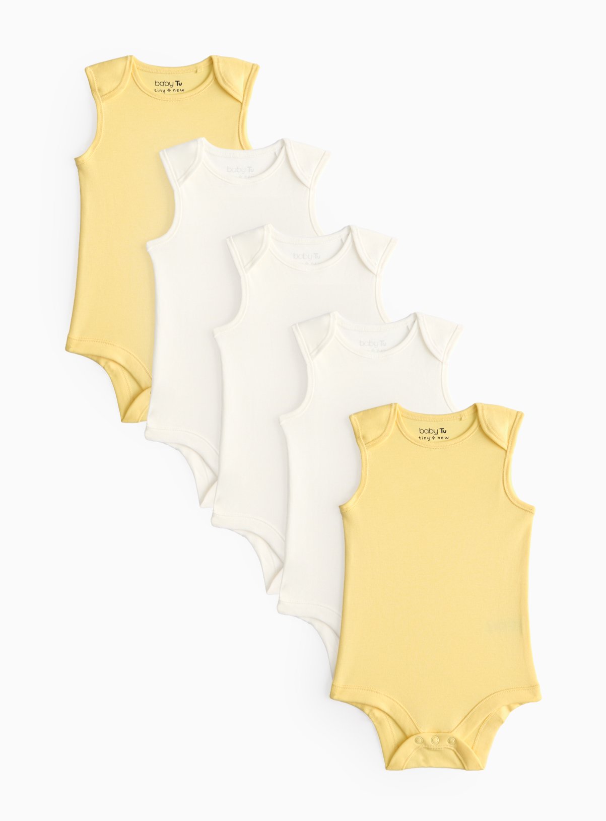 Yellow Sleeveless Bodysuits 5 Pack