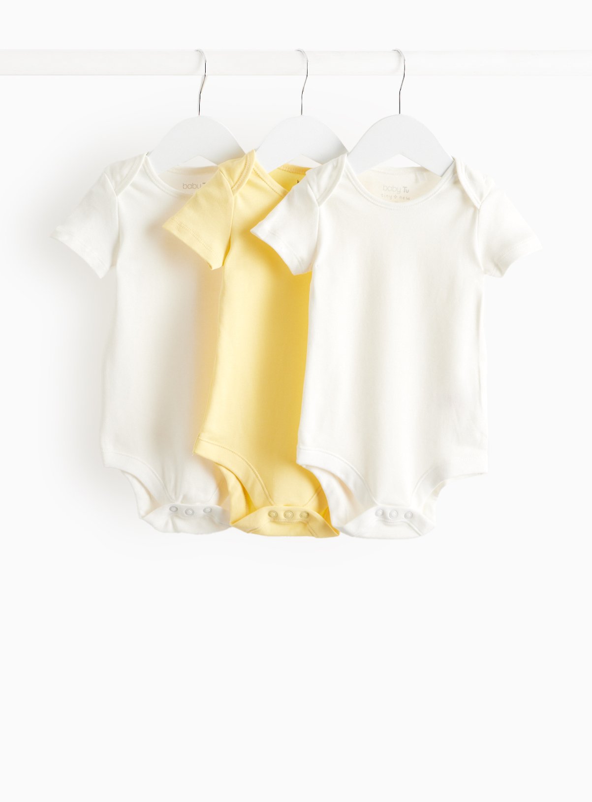 Yellow & White Short Sleeve Bodysuits 3 pack 9-12 months