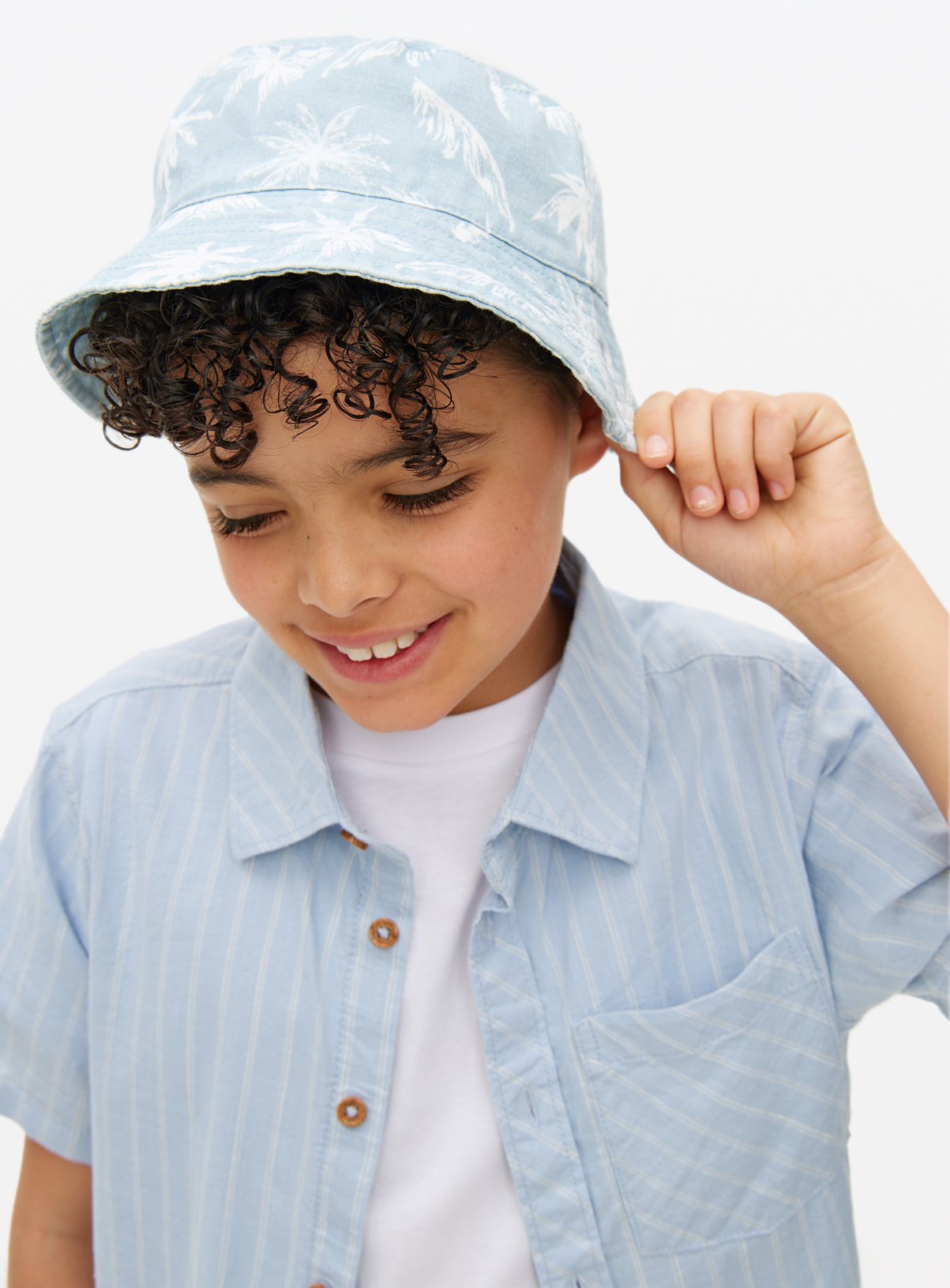 Blue Denim Palm Print 