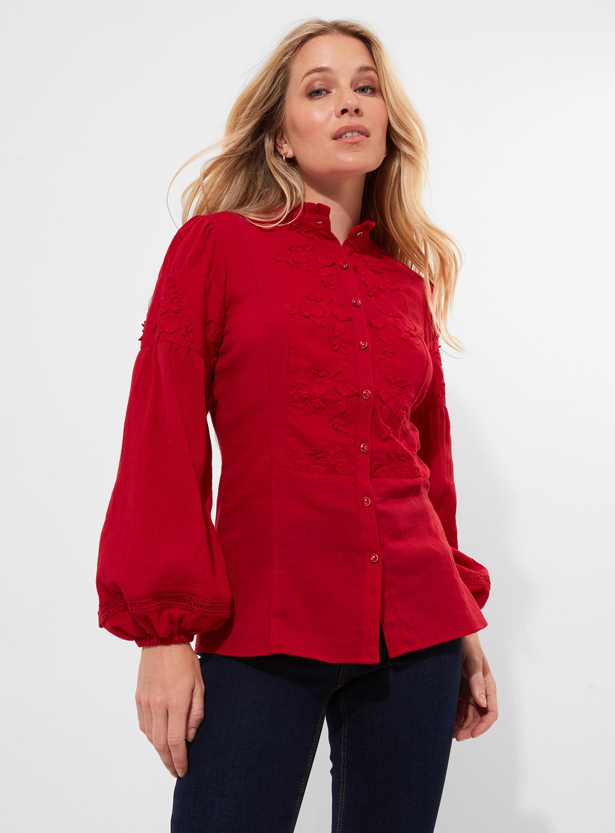 JOE BROWNS Frilly Broderie Long Sleeve Blouse