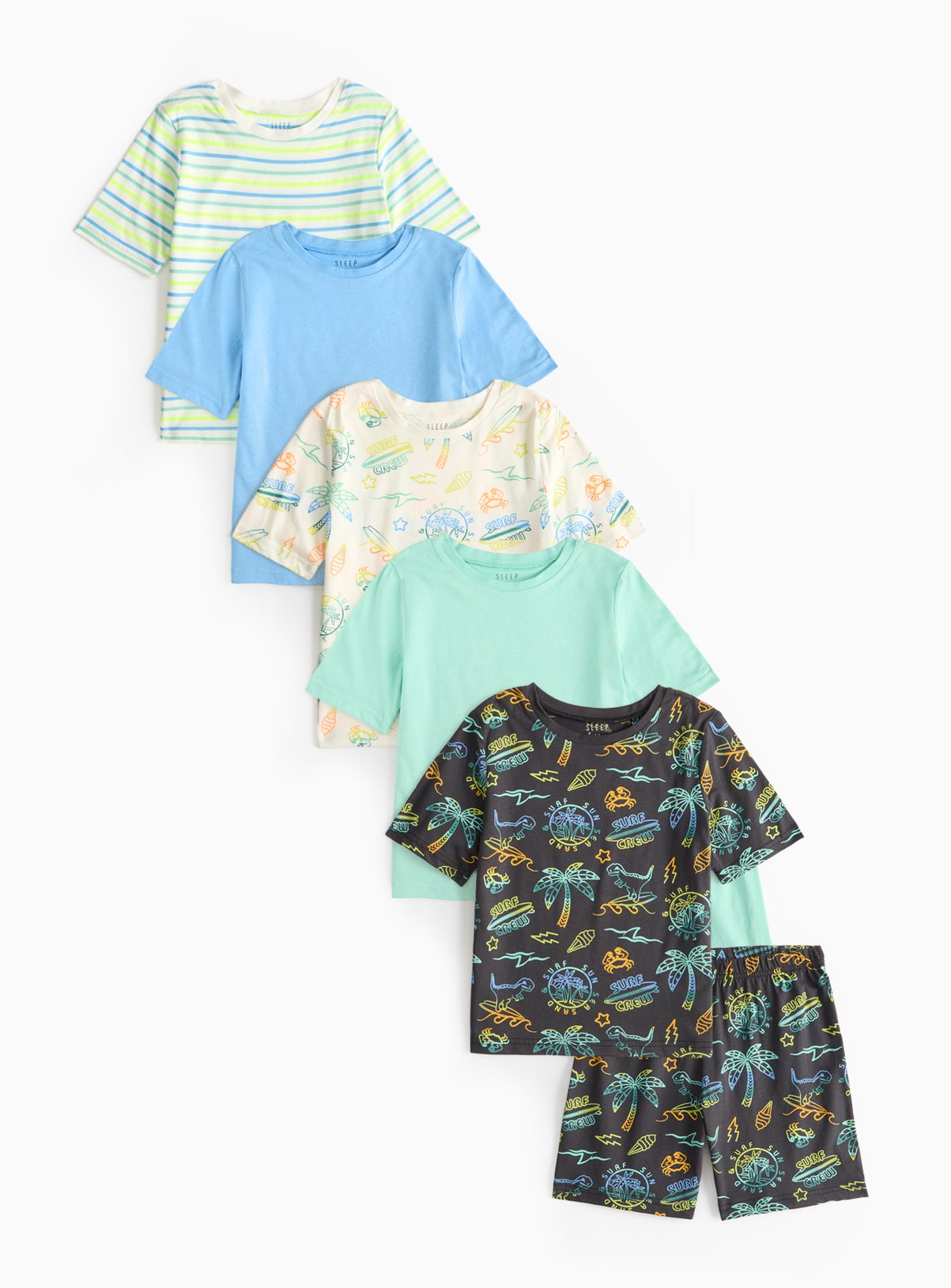 Rainbow Surf Print Pyjamas 5 Pack