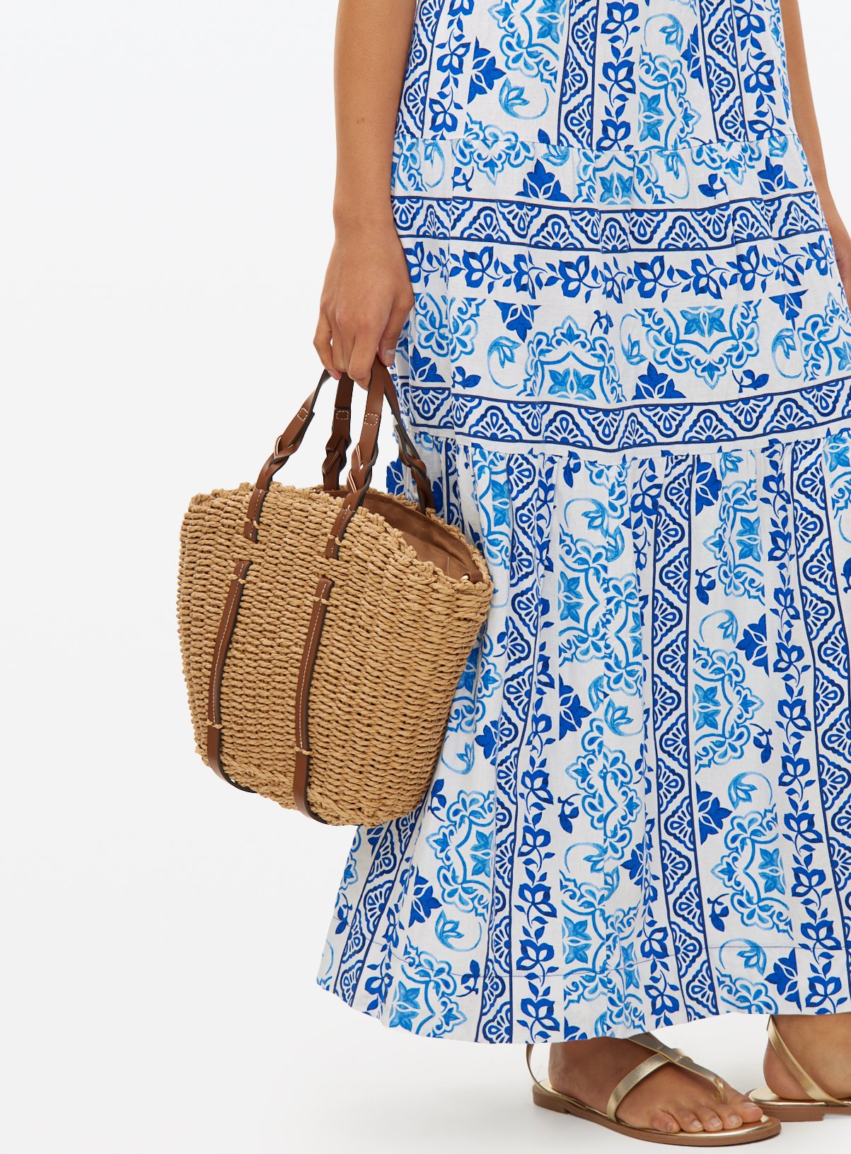 Natural A-Line Straw Tote Bag One Size