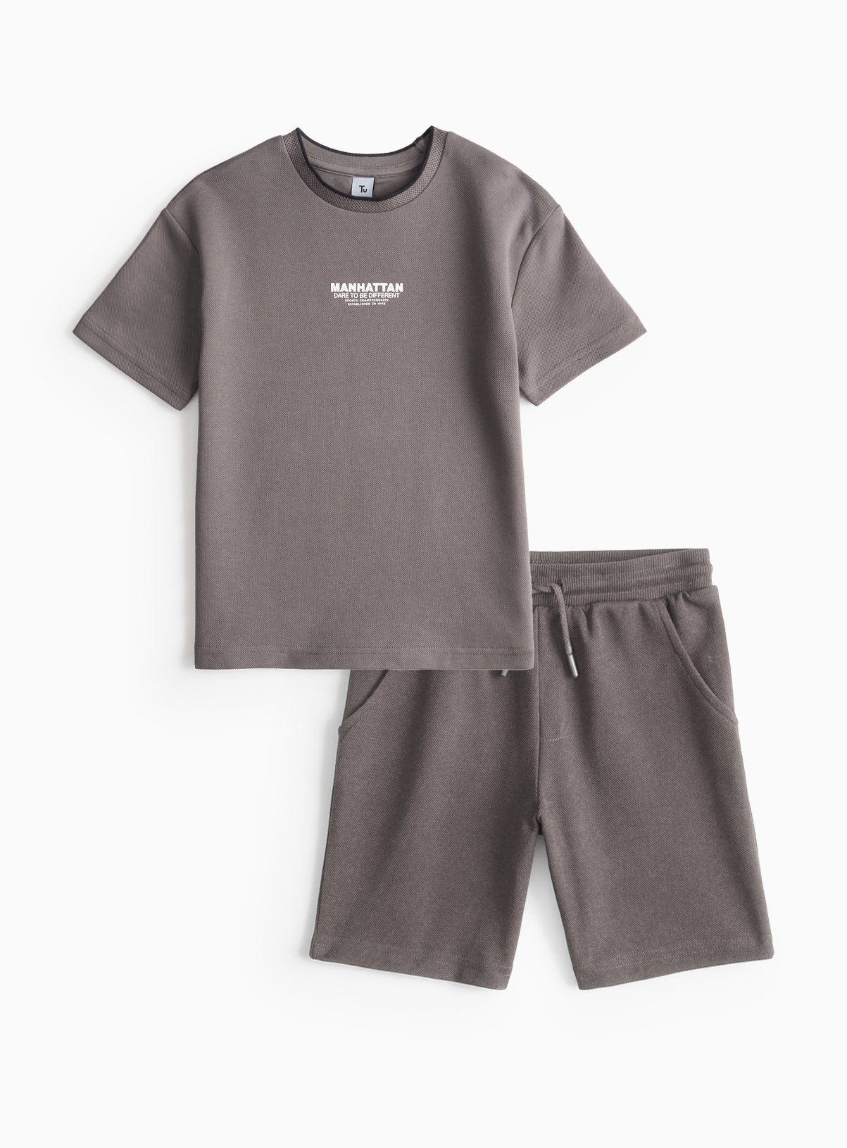 Textured T-Shirt & Shorts Set 
