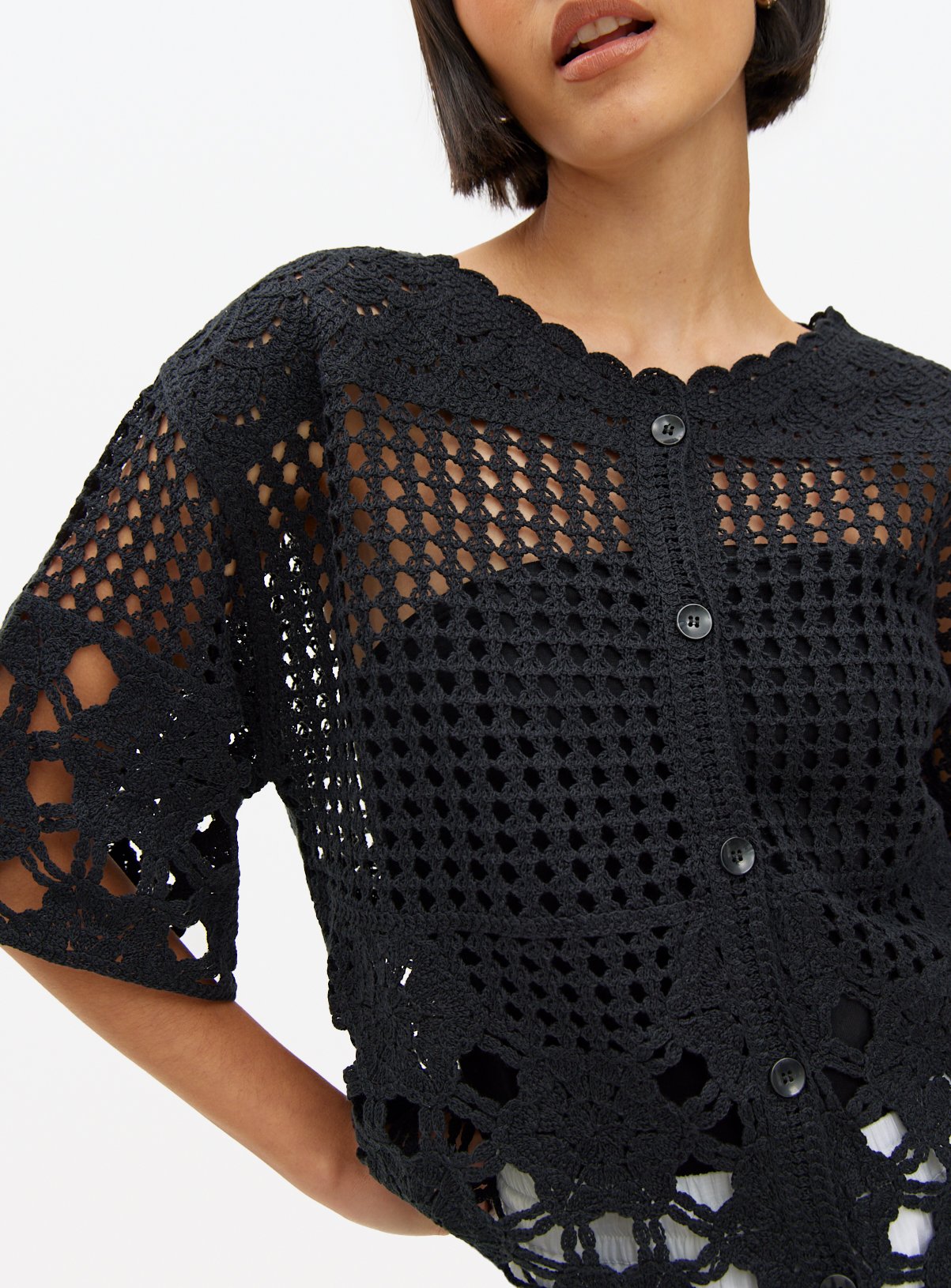Crochet Stitch Boxy Cardigan 