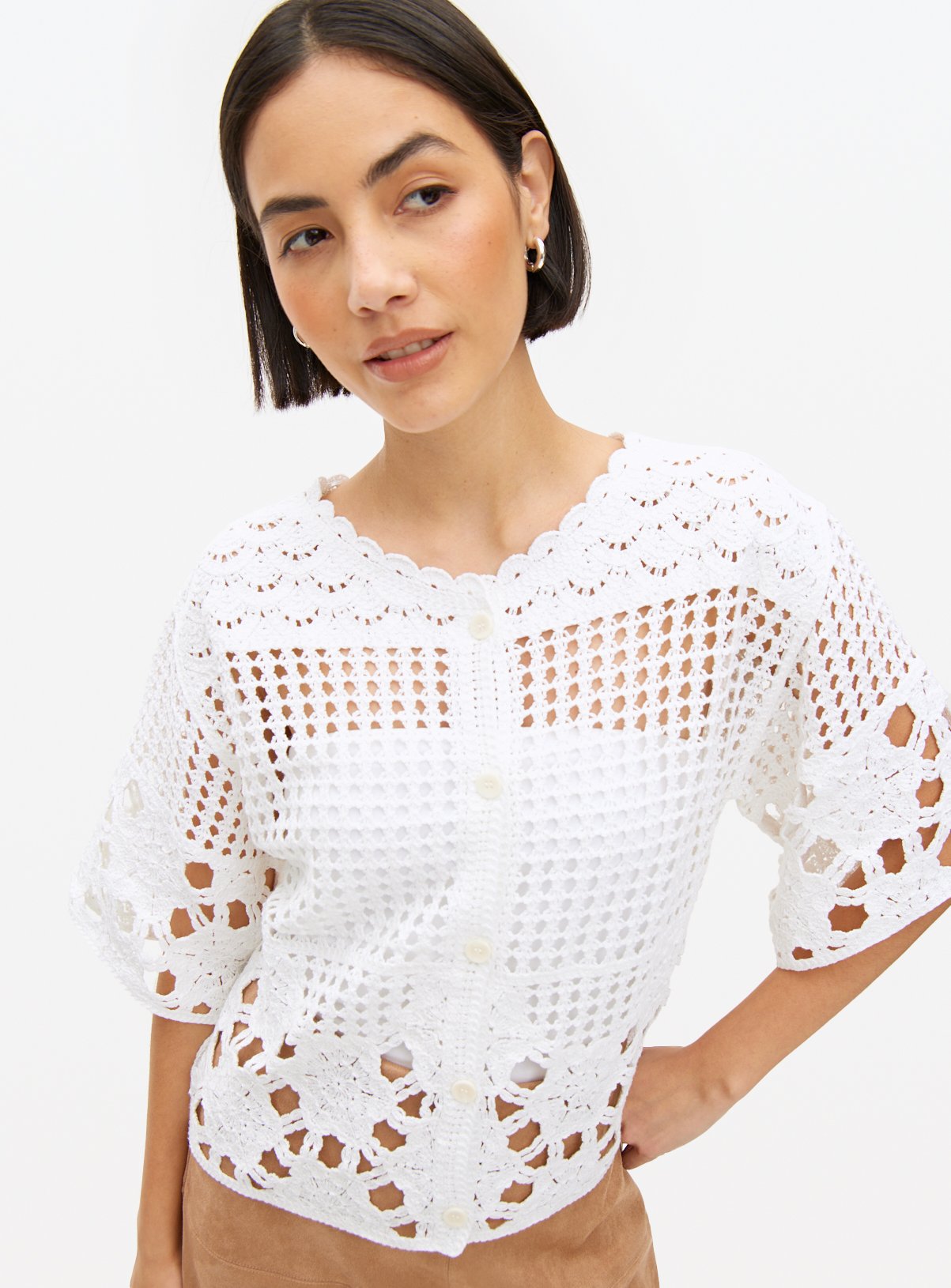 Crochet Stitch Boxy Cardigan 