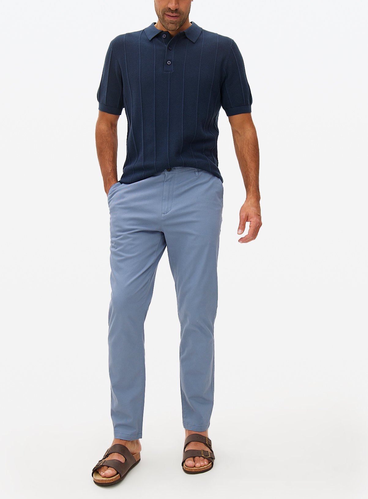 Mid Blue Skinny Fit Chino Trousers 36S