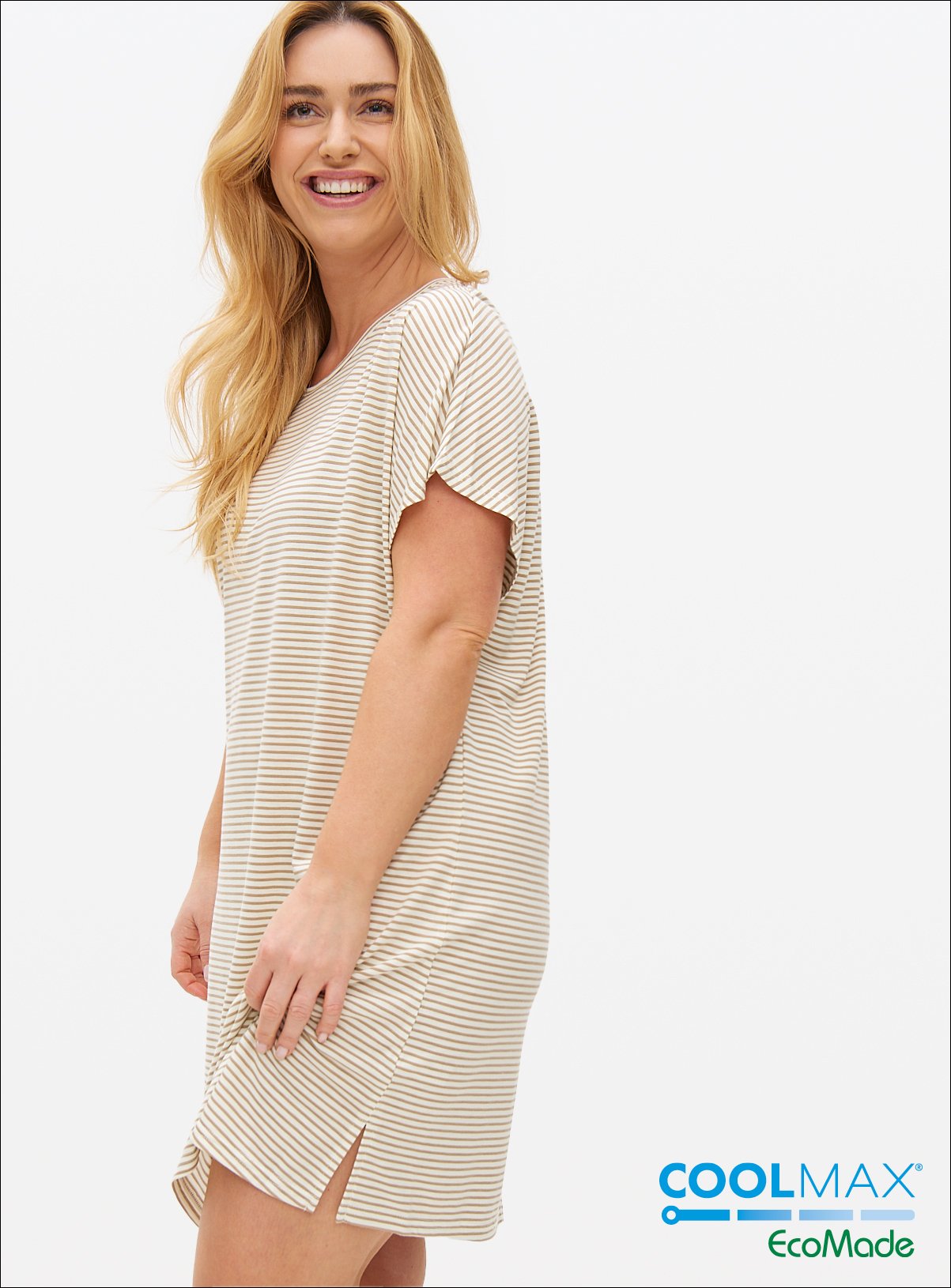 Neutral Stripe COOLMAX® Blend Nightdress 