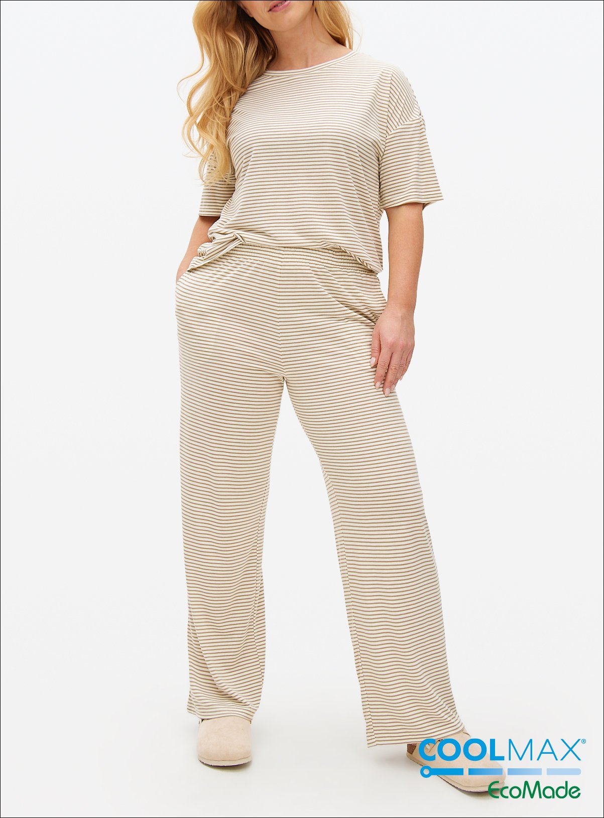 Neutral Stripe COOLMAX® Blend Co-ord Pyjama Bottoms 