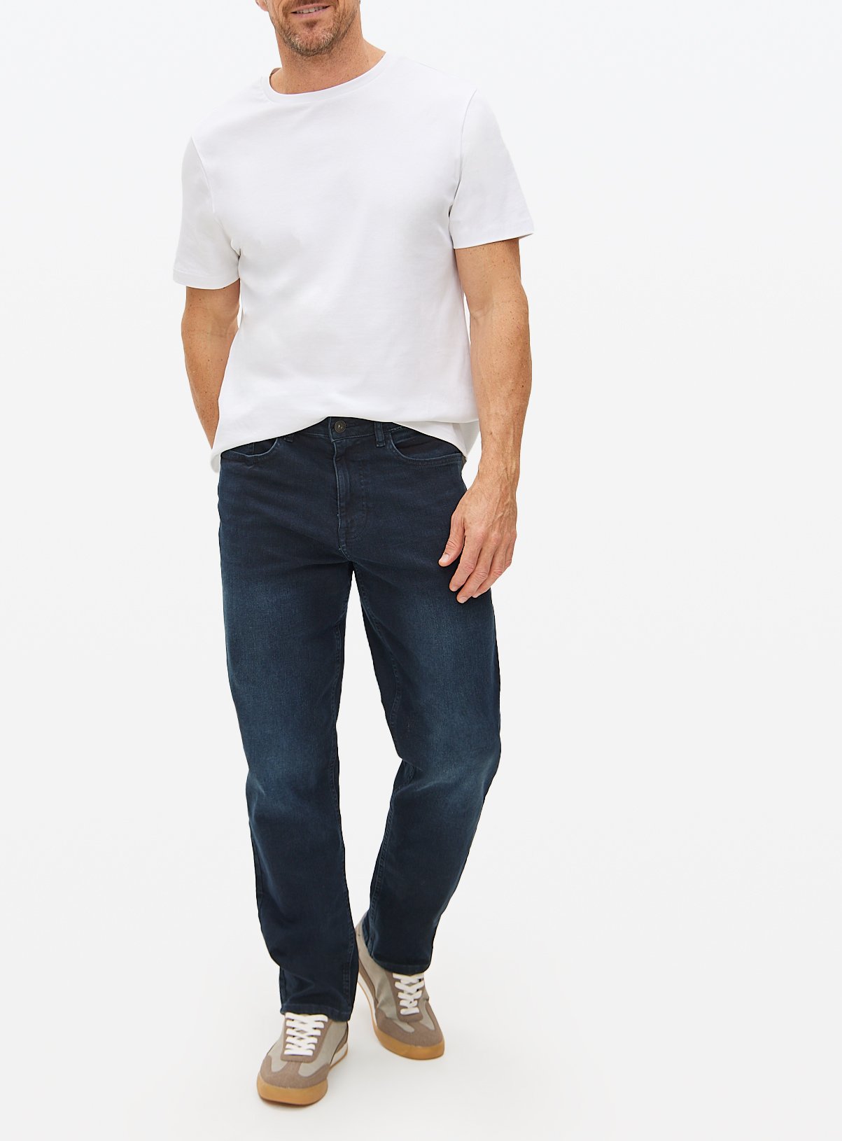 Free Fit Dark Blue Straight Leg Denim Jeans 34R