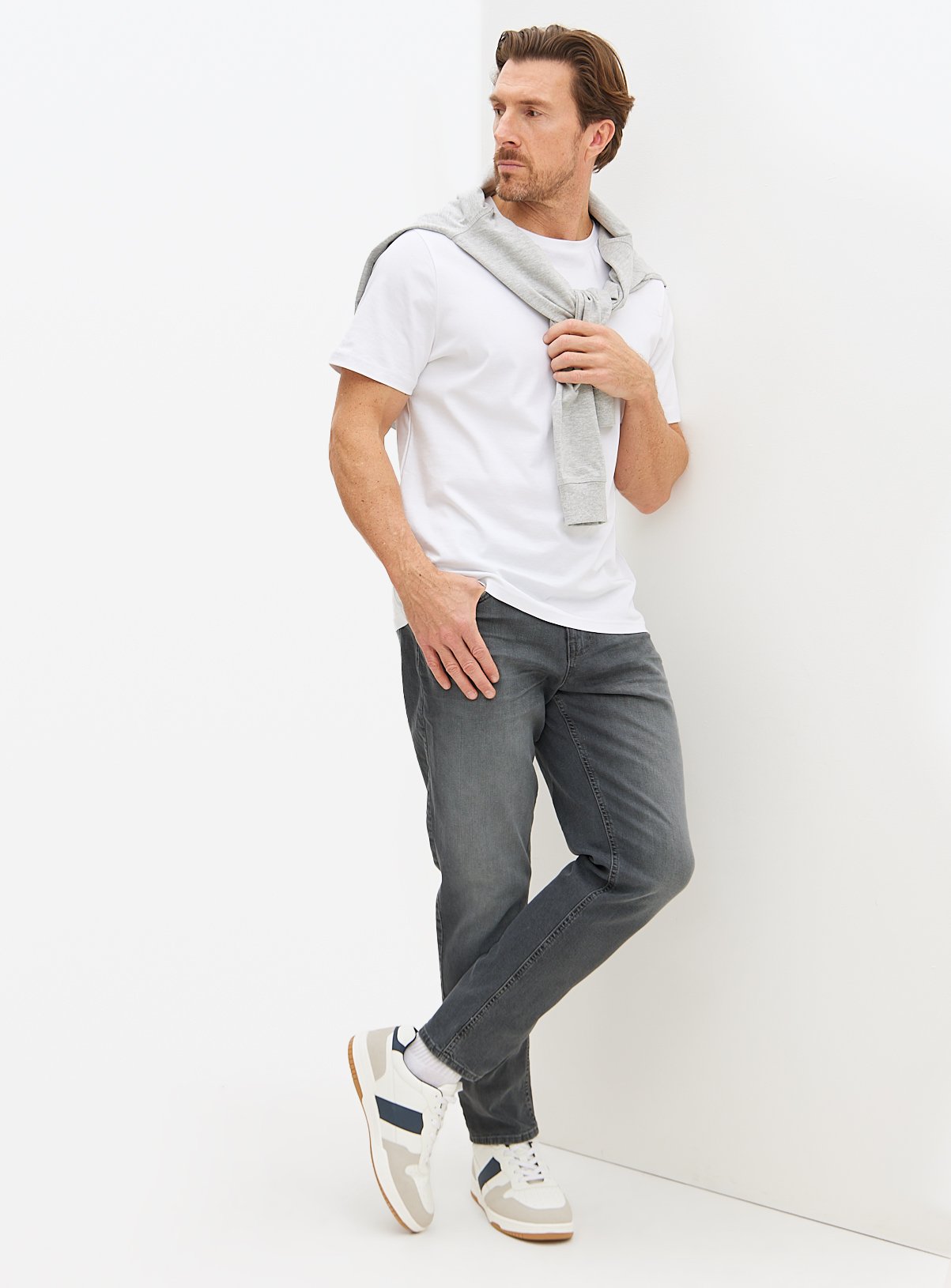 Mid Grey Denim Tapered Fit Jeans