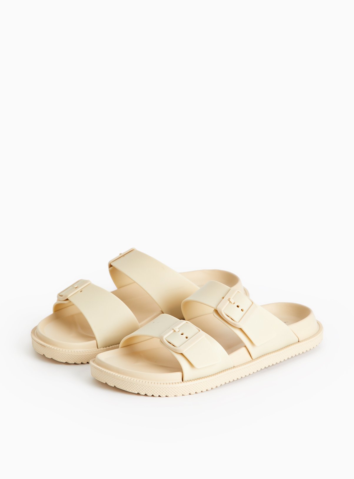 Neutral Double Strap Eva Sliders 