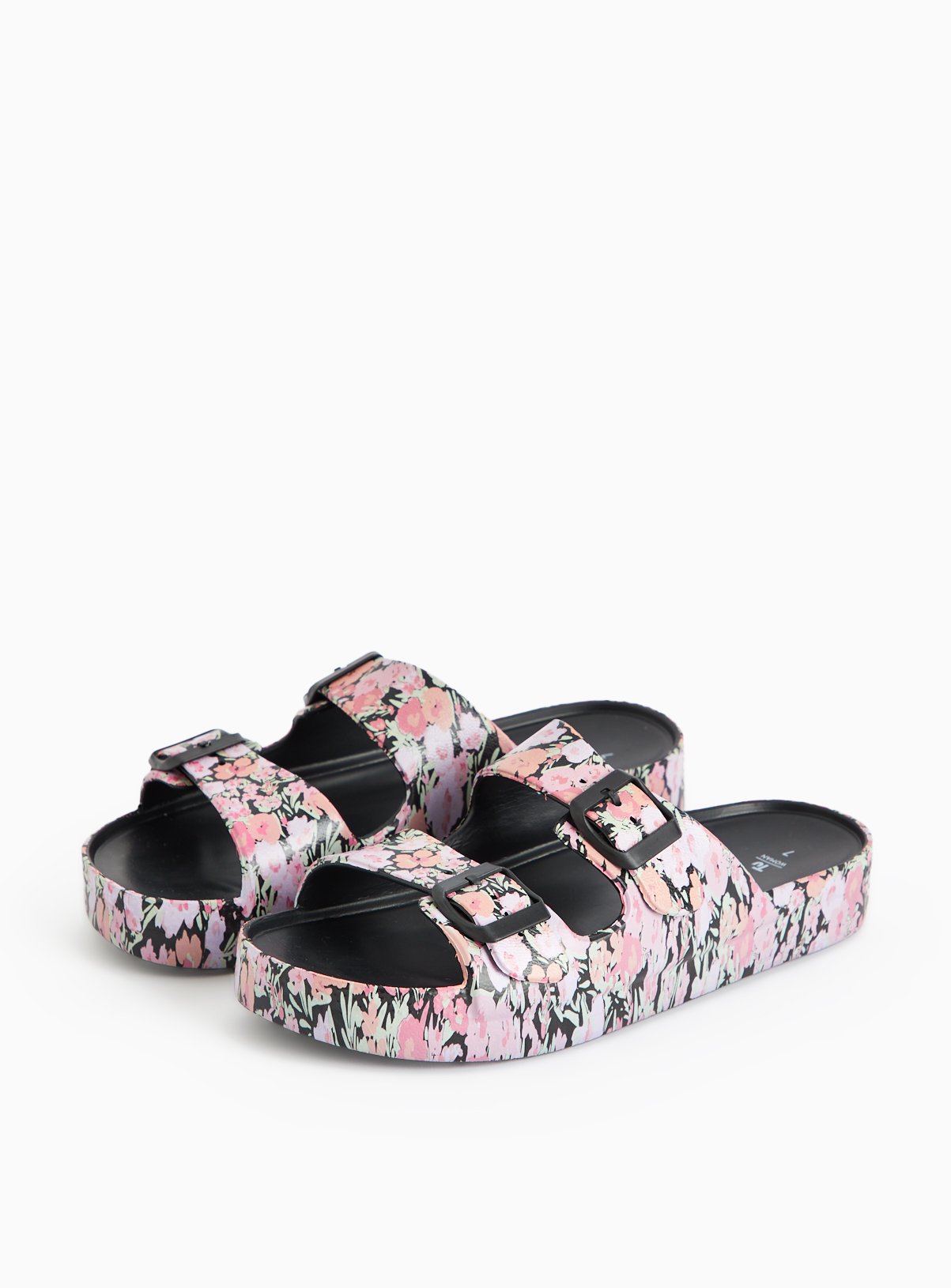 Pink Floral Twin Strap Eva Sliders