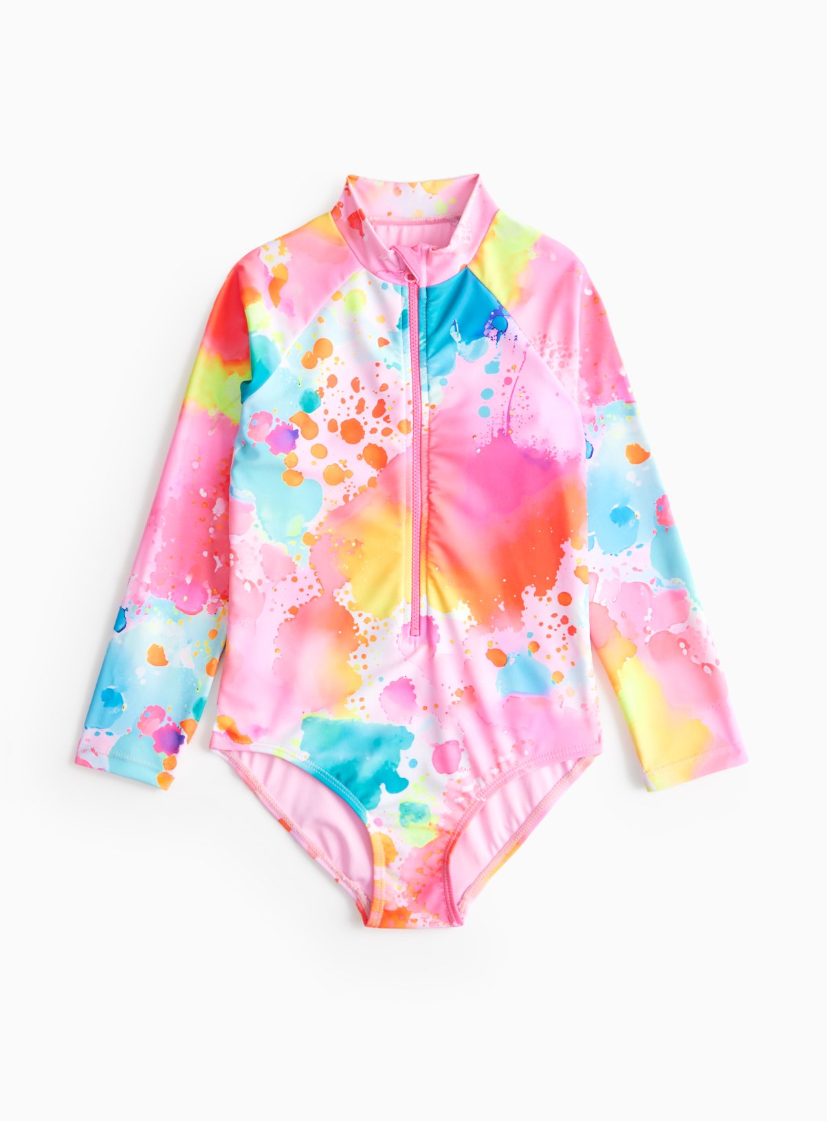 Watercolour Splash Long Sleeve Swimsuit 