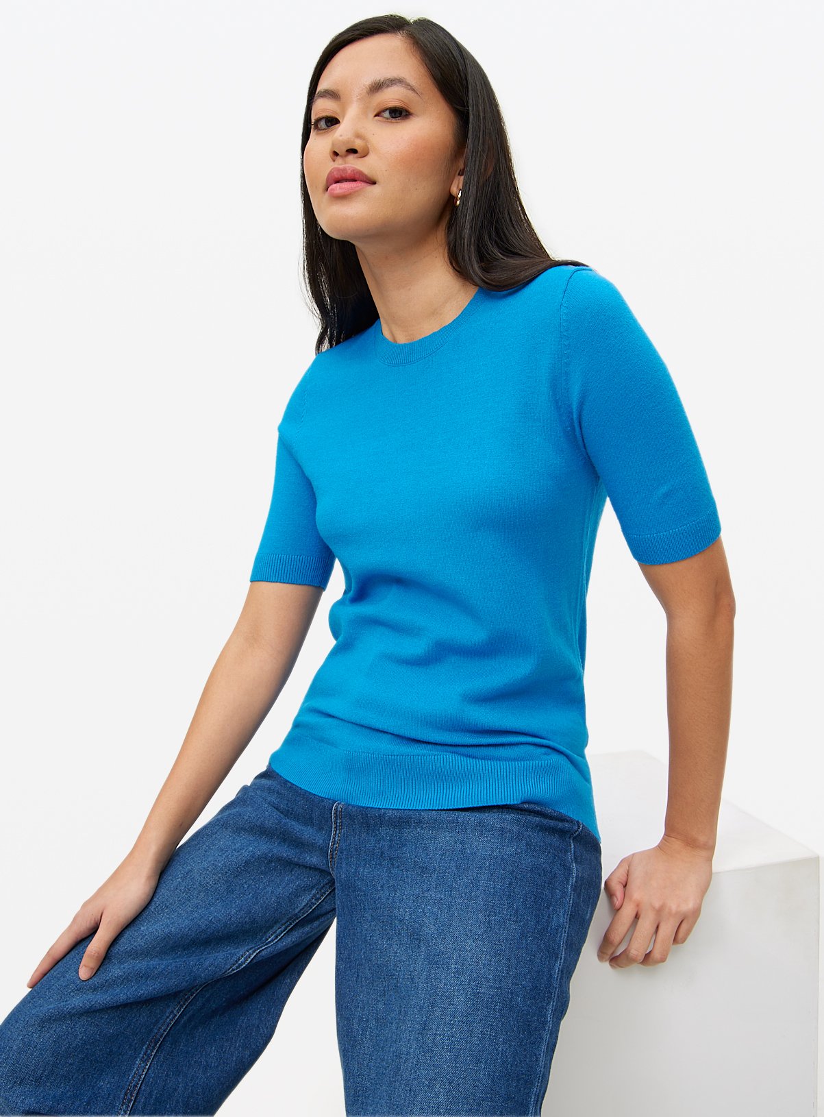 Bright Blue Soft Touch Short Sleeve Jumper 24