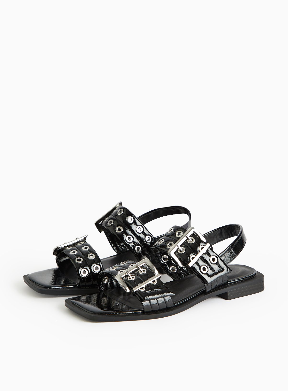 Black Eyelet Sandals