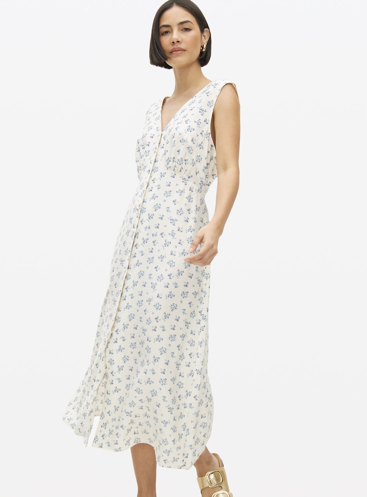 Floral Print Sleeveless Tea Dress 