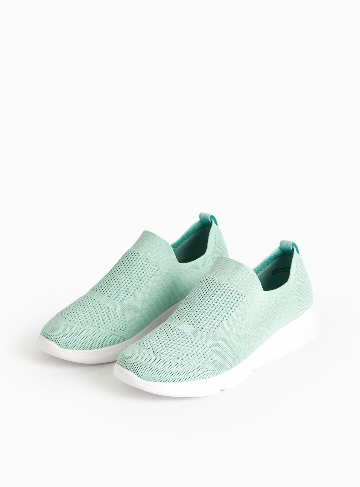 Green Knitted Slip On Trainers 