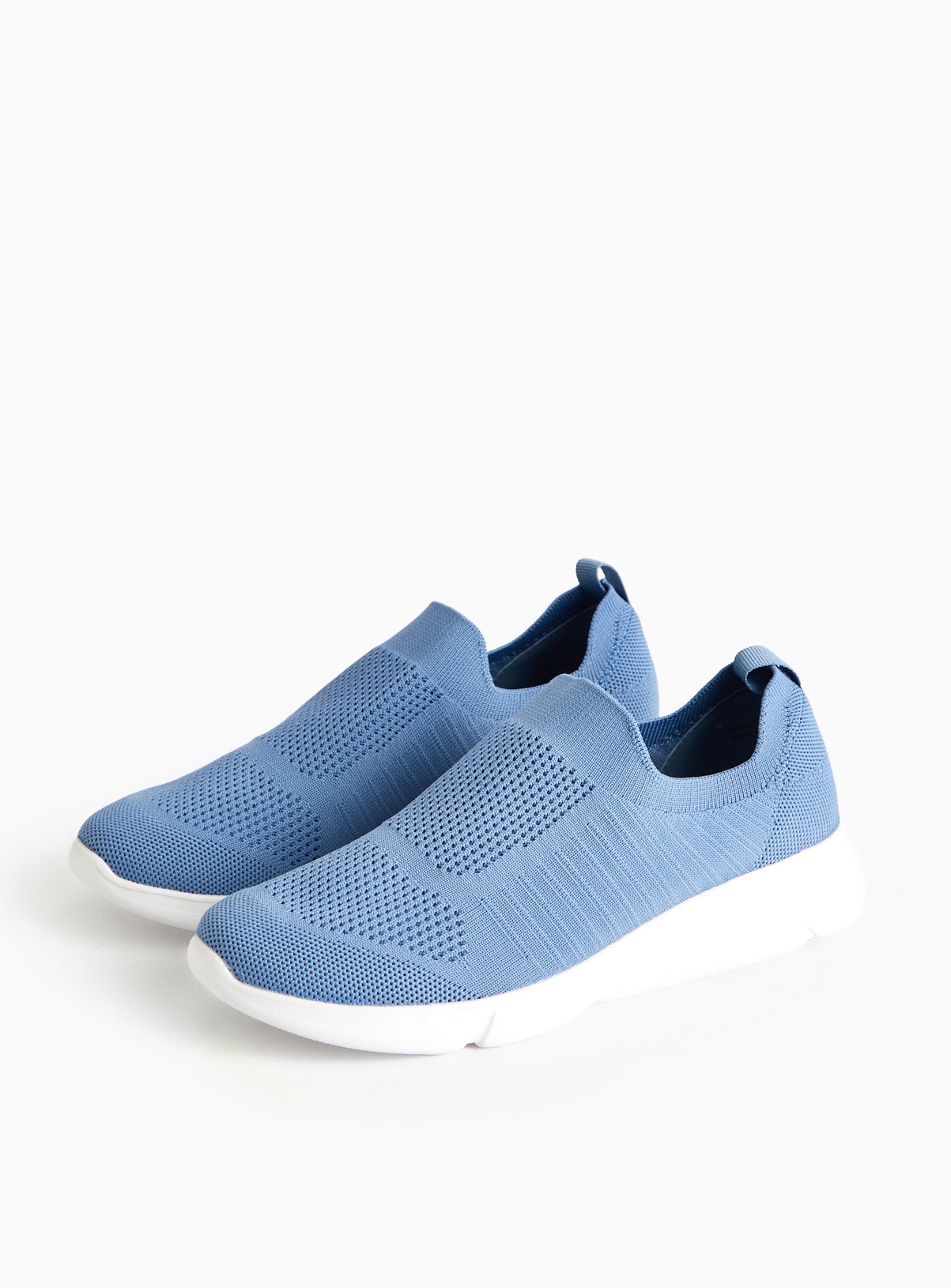 Blue Knitted Slip On Trainers