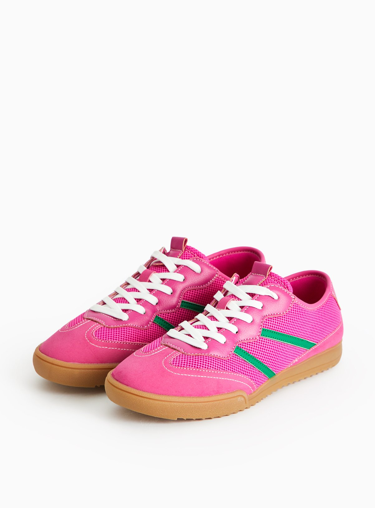 Bright Pink Mesh Retro Style Trainers 