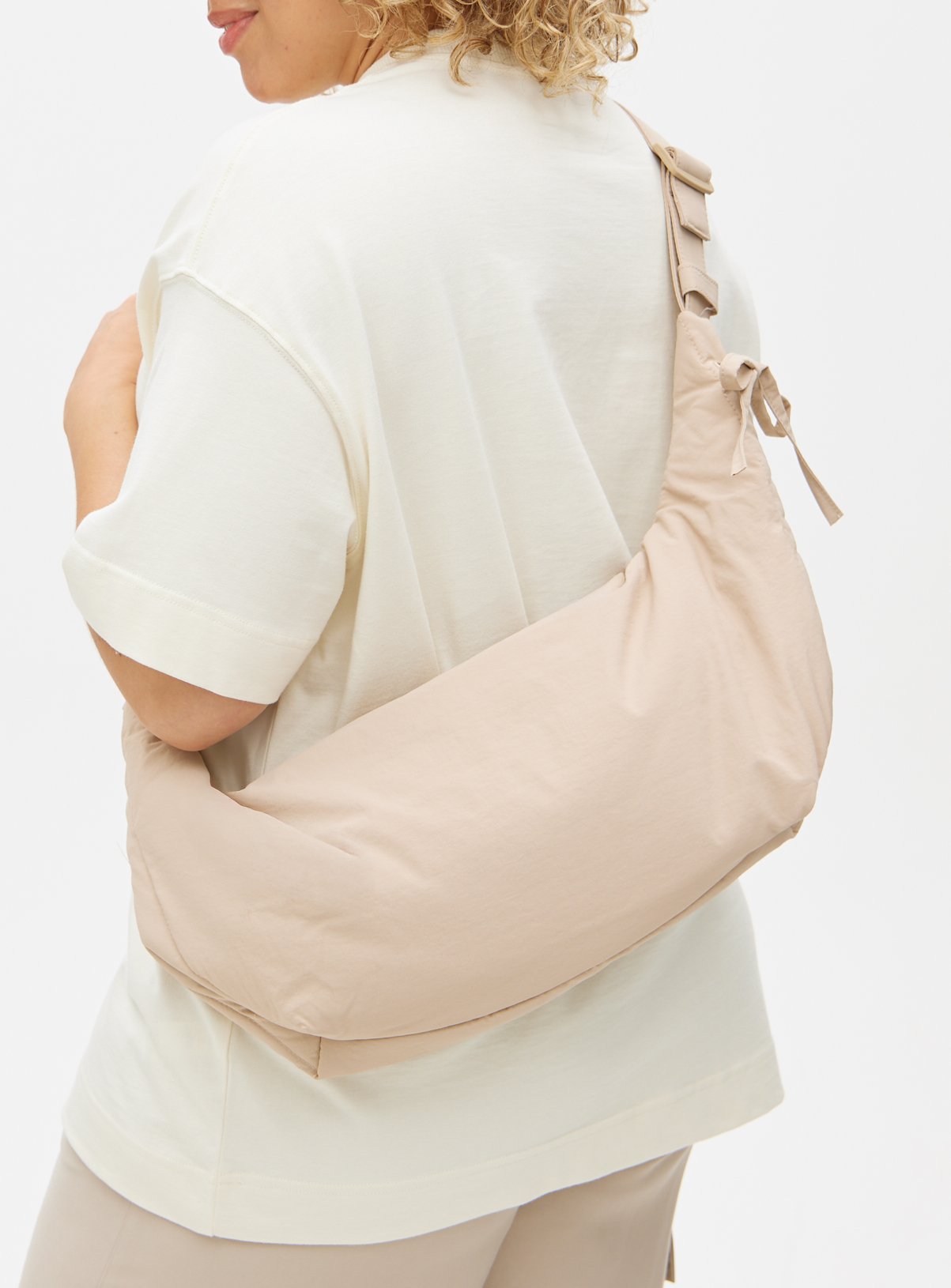 Stone Nylon Oversized Half Moon Bag One Size