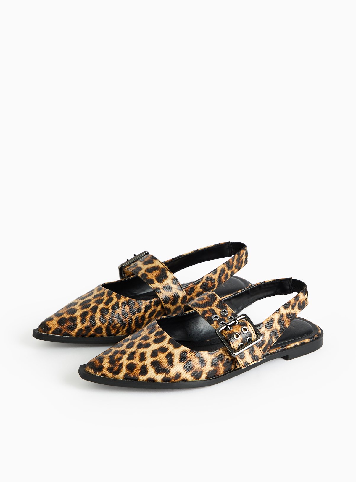 Leopard Print Pointed Ballerina Shoes 