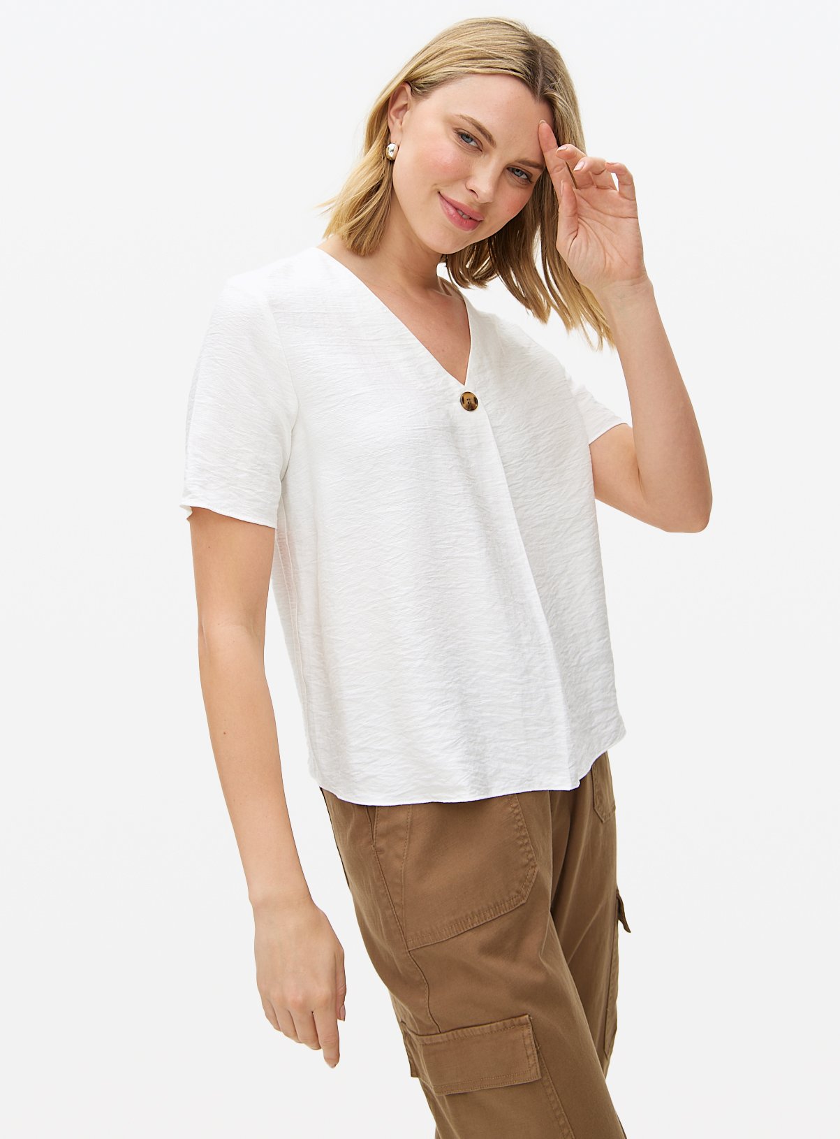 Button Front Boxy Blouse 