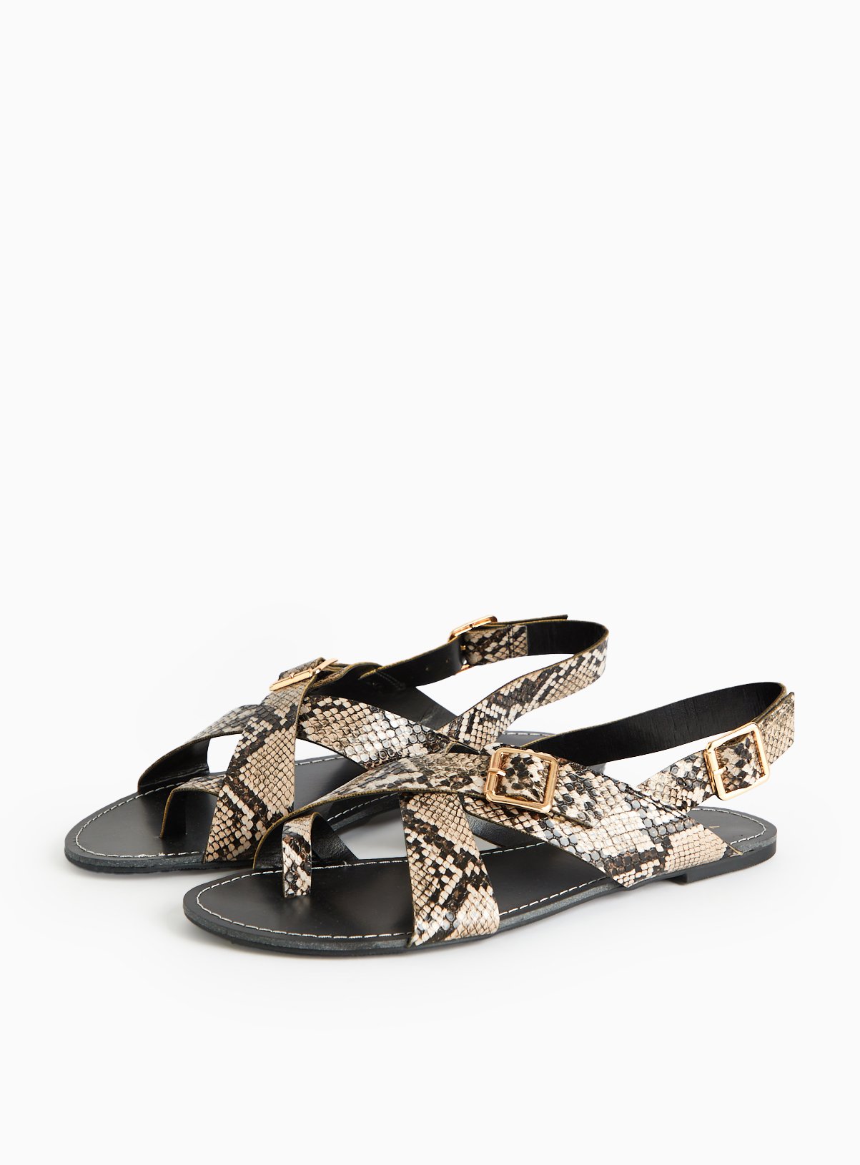 Snake Print Crossover Sandals 