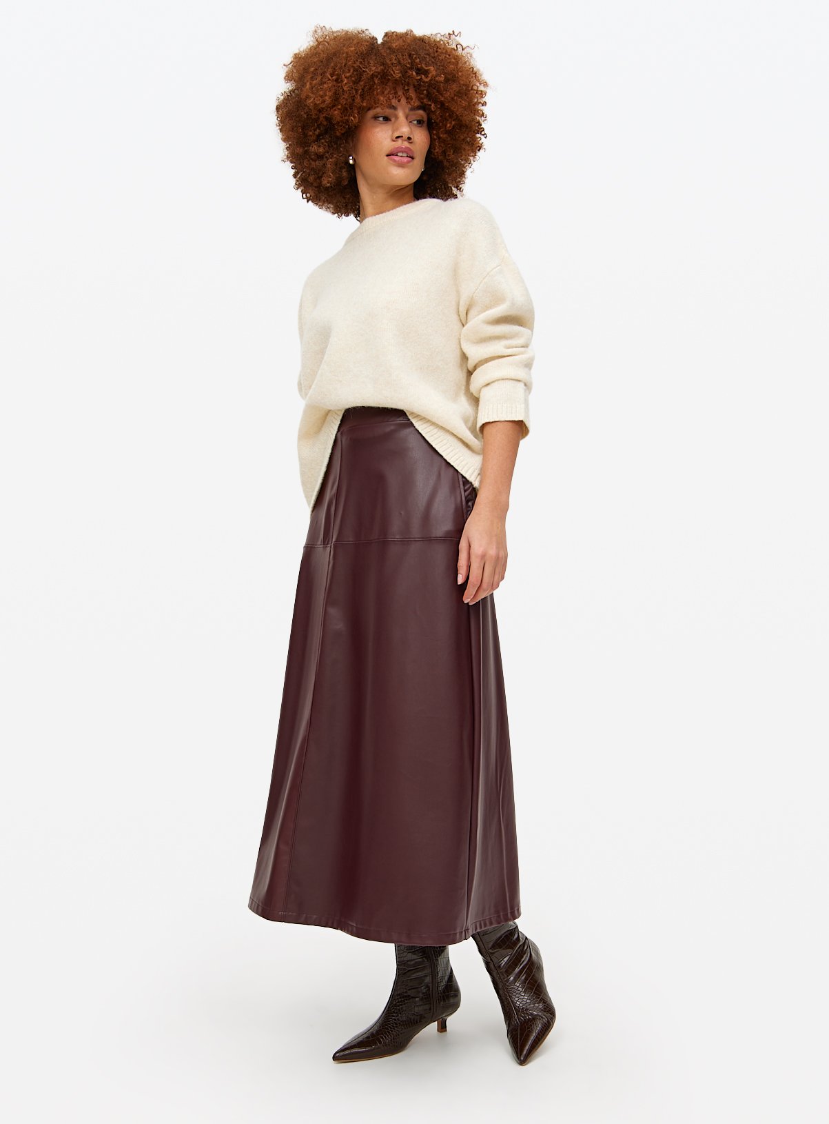 Burgundy Faux Leather Midaxi Skirt 20