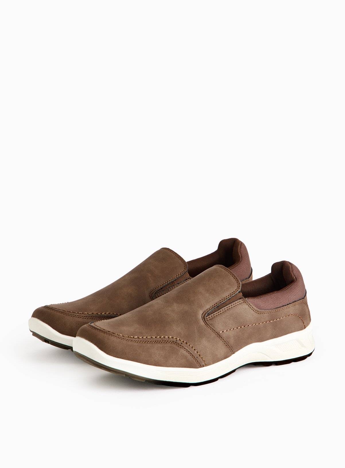 Brown Faux Suede Slip-On Shoes 