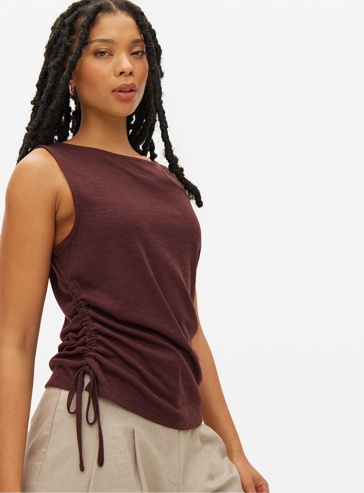 Gathered Side Sleeveless Top