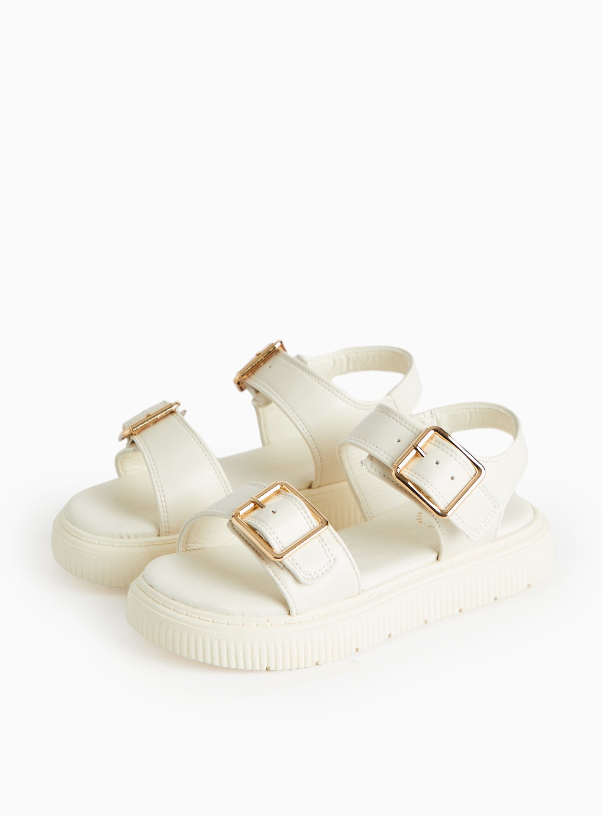 White Chunky Buckle Sandals 