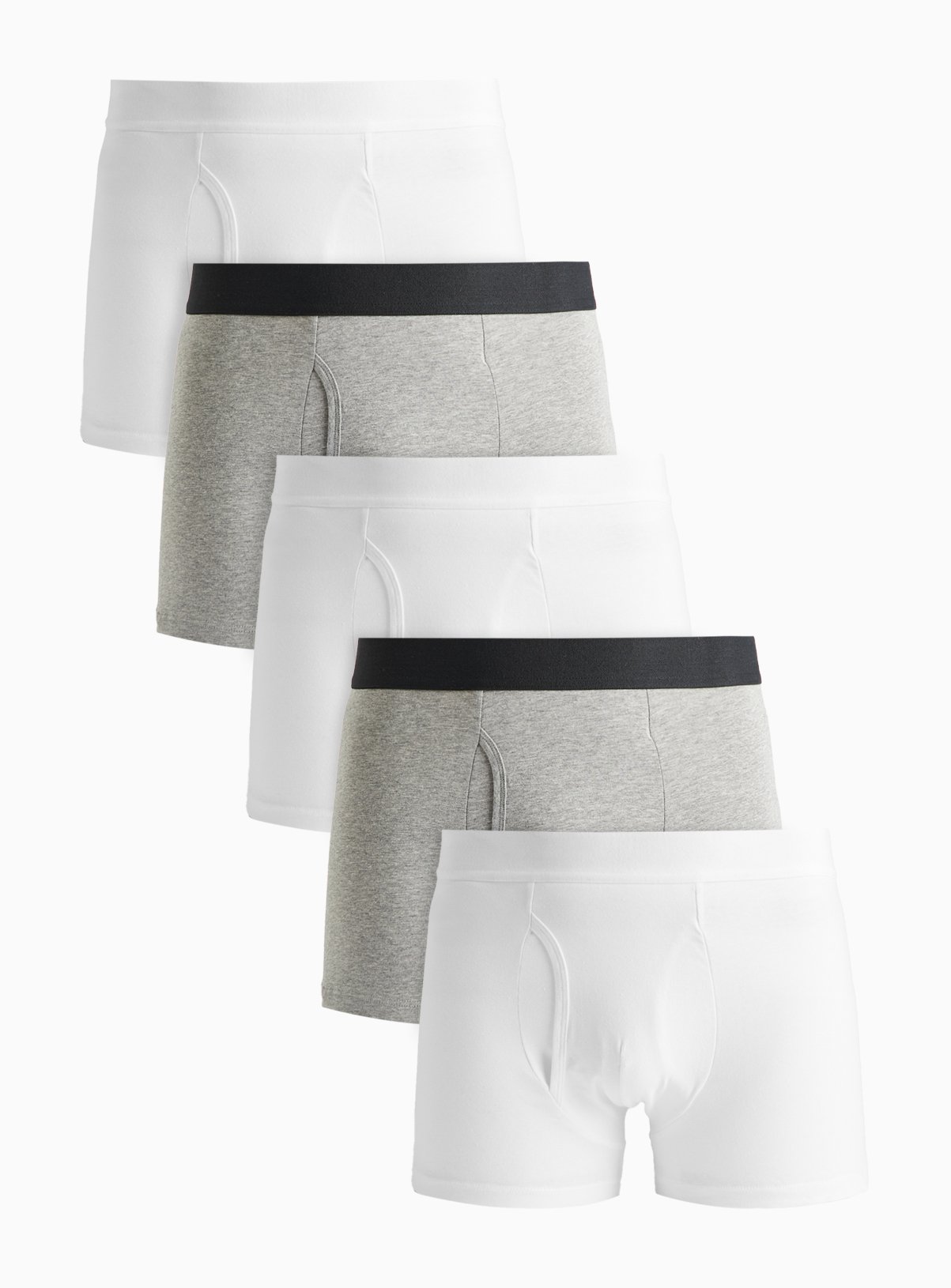 White & Grey Trunks 5 Pack