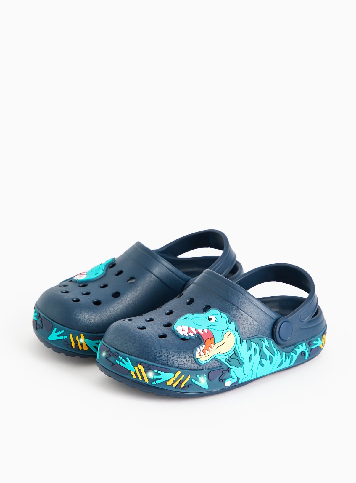 Blue Dino Design Light Up Sole Clogs 