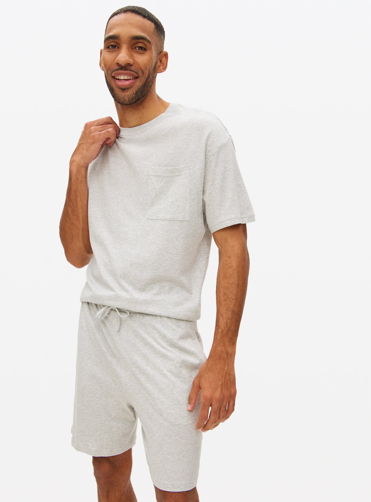 Grey Marl Modal Blend Short Sleeve Pyjamas