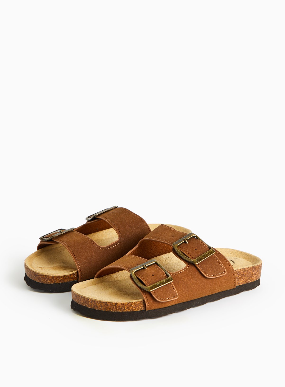 Tan Double Strap Moulded Footbed Sandals