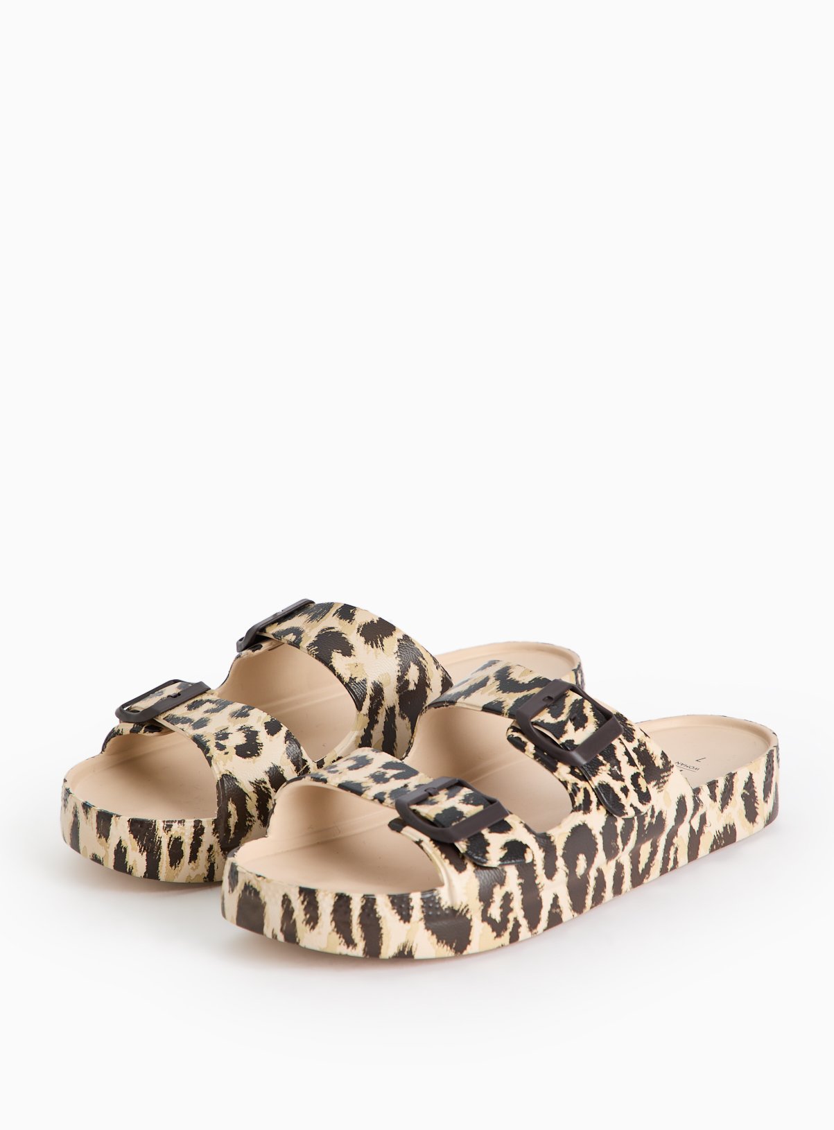 Leopard Print Buckle Eva Sliders 