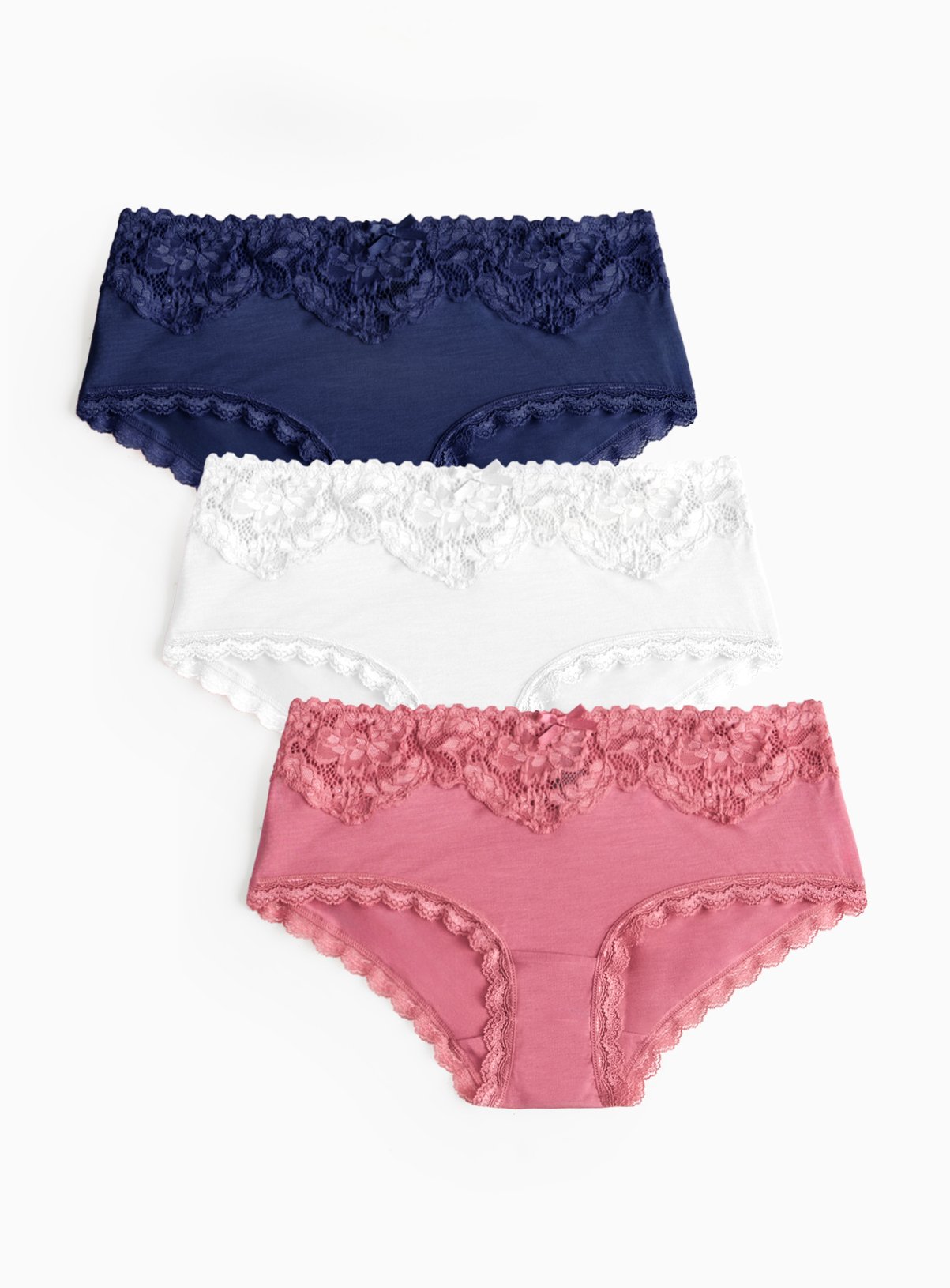 Plain Lace Detail Knicker Shorts 3 Pack