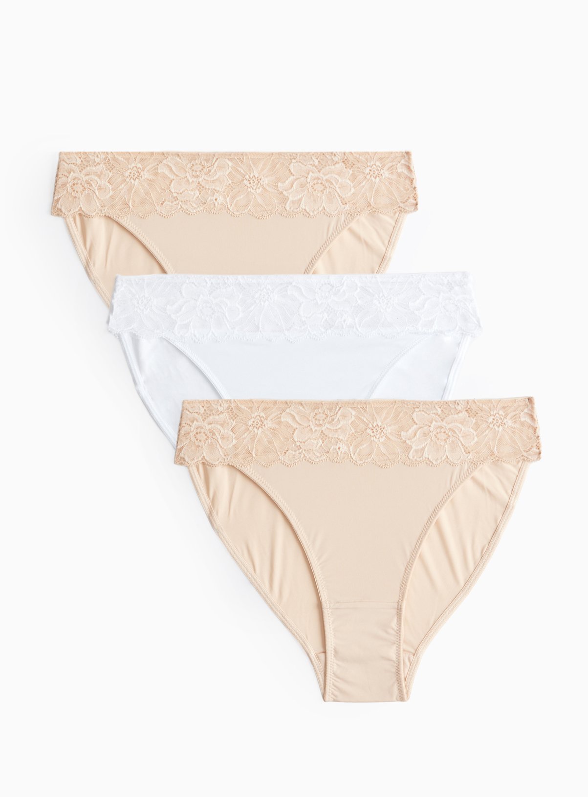 Floral Trim High Leg Knickers 3 Pack  