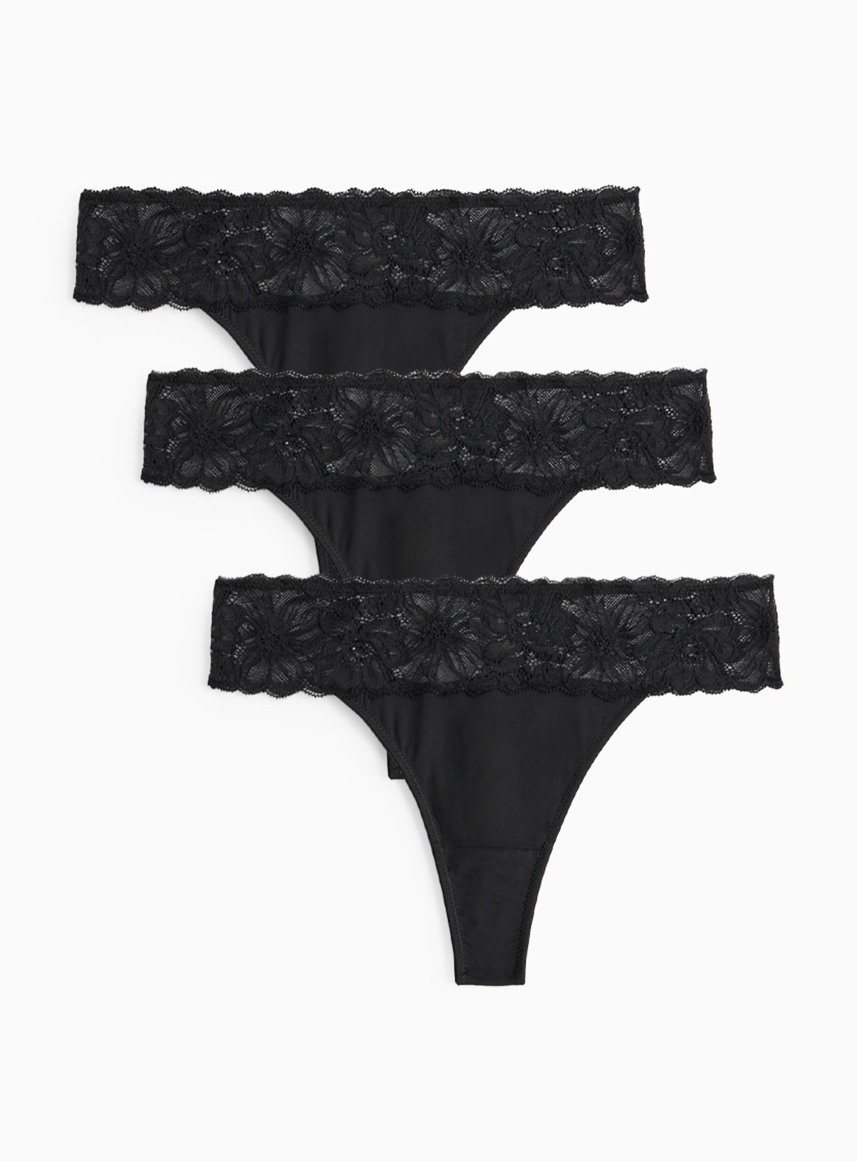 Black Flower Lace Thong 3 Pack 20