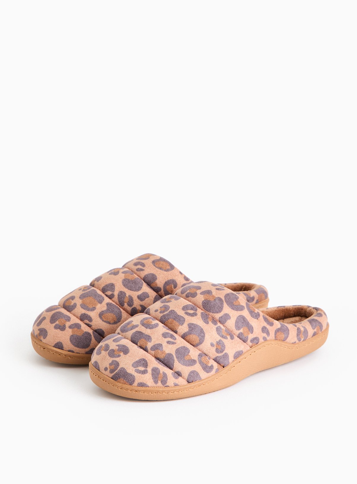 Brown Animal Print Cupsole Mule Slippers 