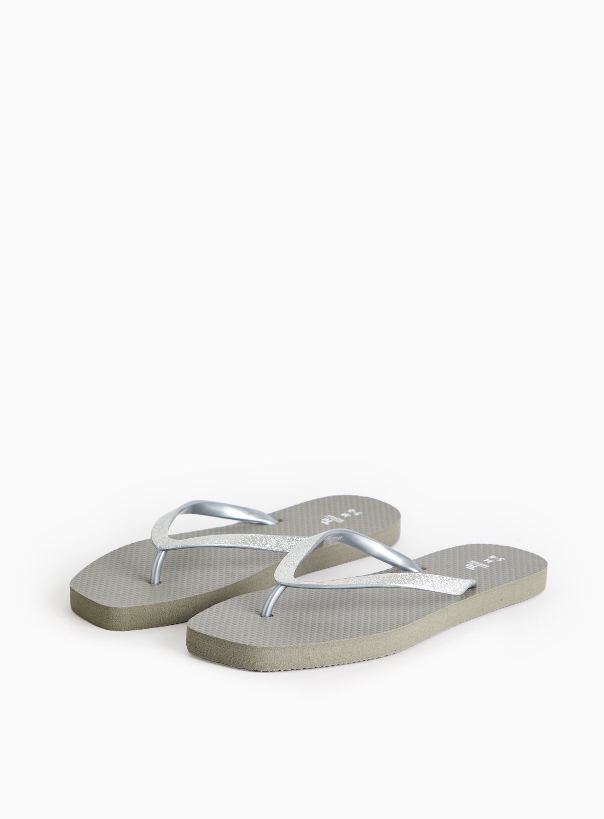 Grey Glitter Detail Flip Flops 
