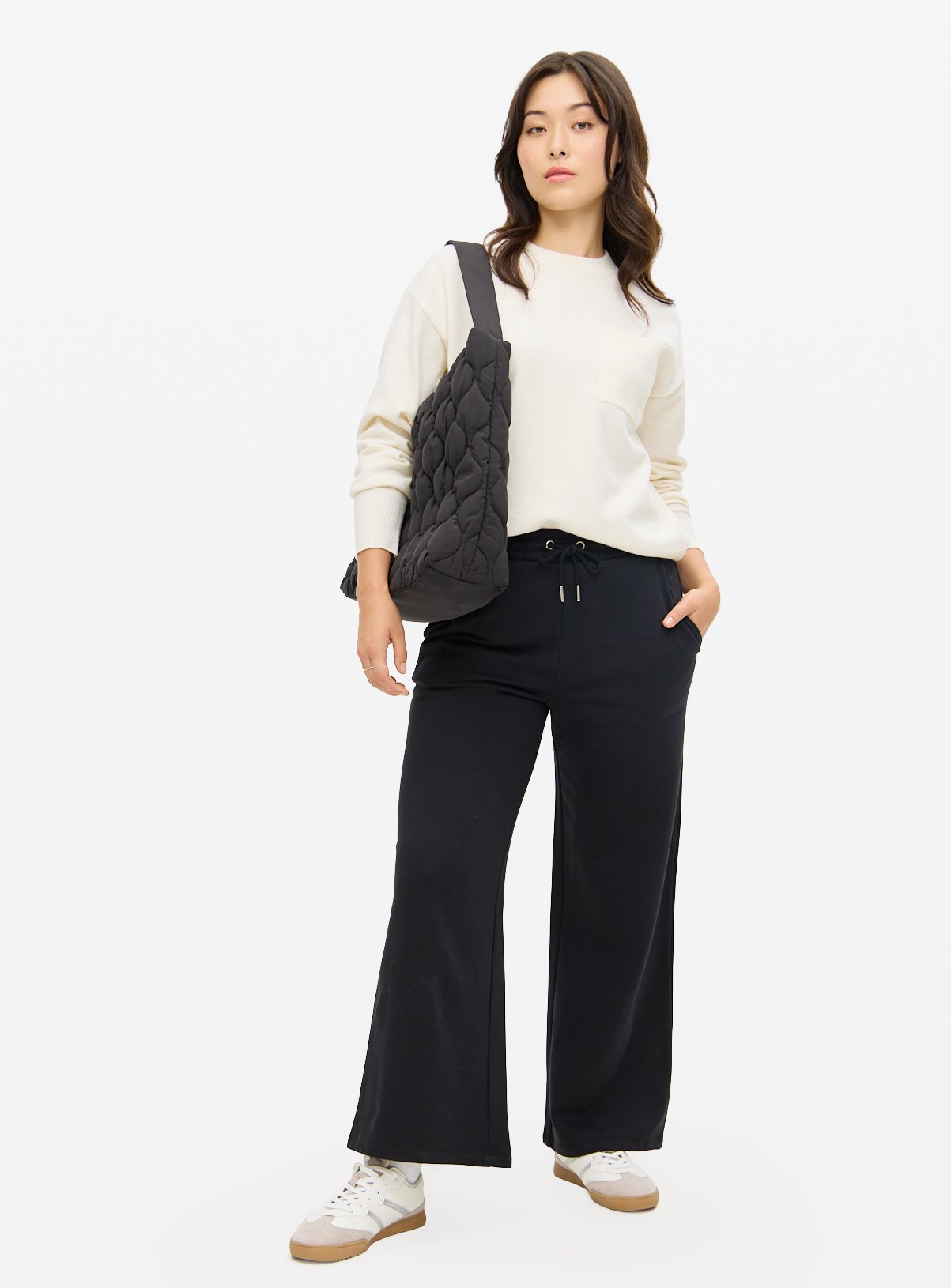 Black Wide Leg Joggers L