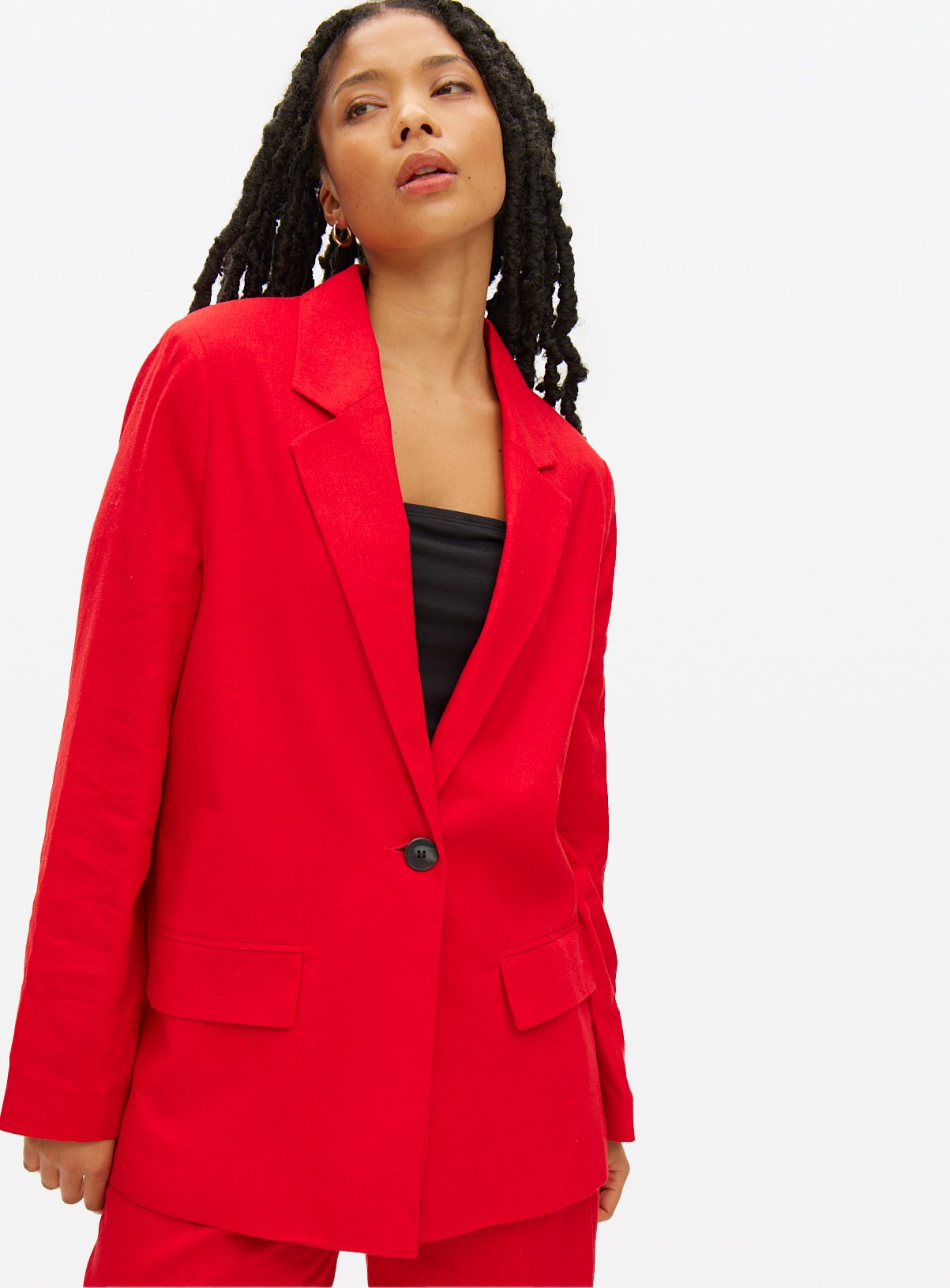Relaxed Fit Linen Blend Co-ord Blazer 